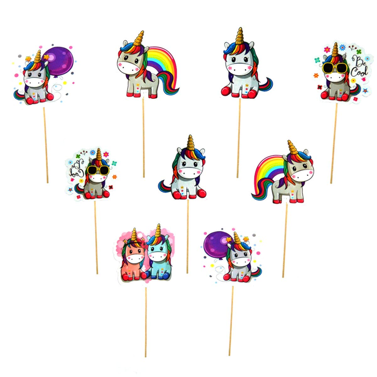 Pop The Party Theme Birthday Photo Booth Props and Photo Booth of Unicorn Theme for Girls(Pack of 10)