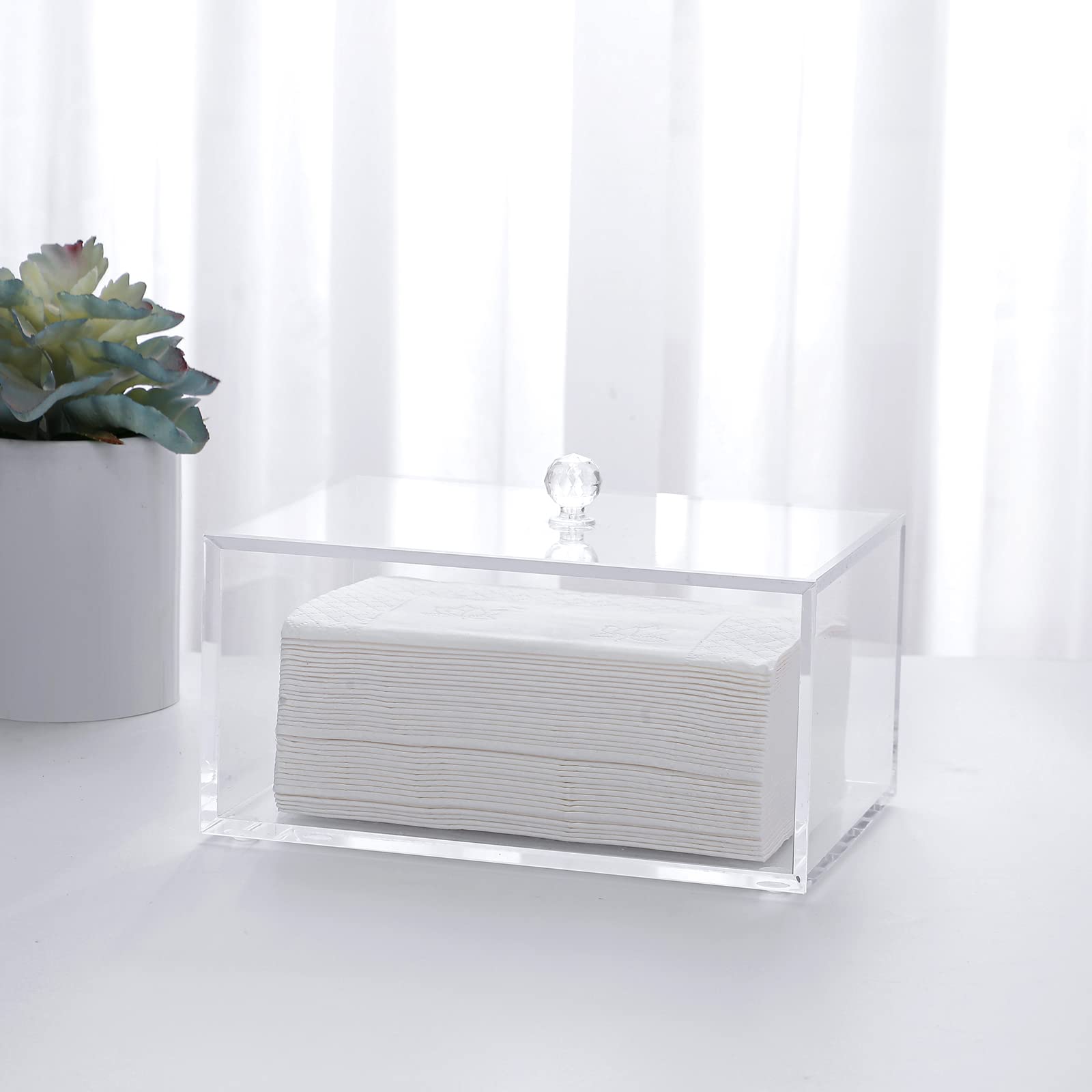 Rejomiik Clear Dryer Sheet Holder Thick Acrylic Dryer Sheet Dispenser Container With Lid For Fabric Softener Sheets, Dryer Balls