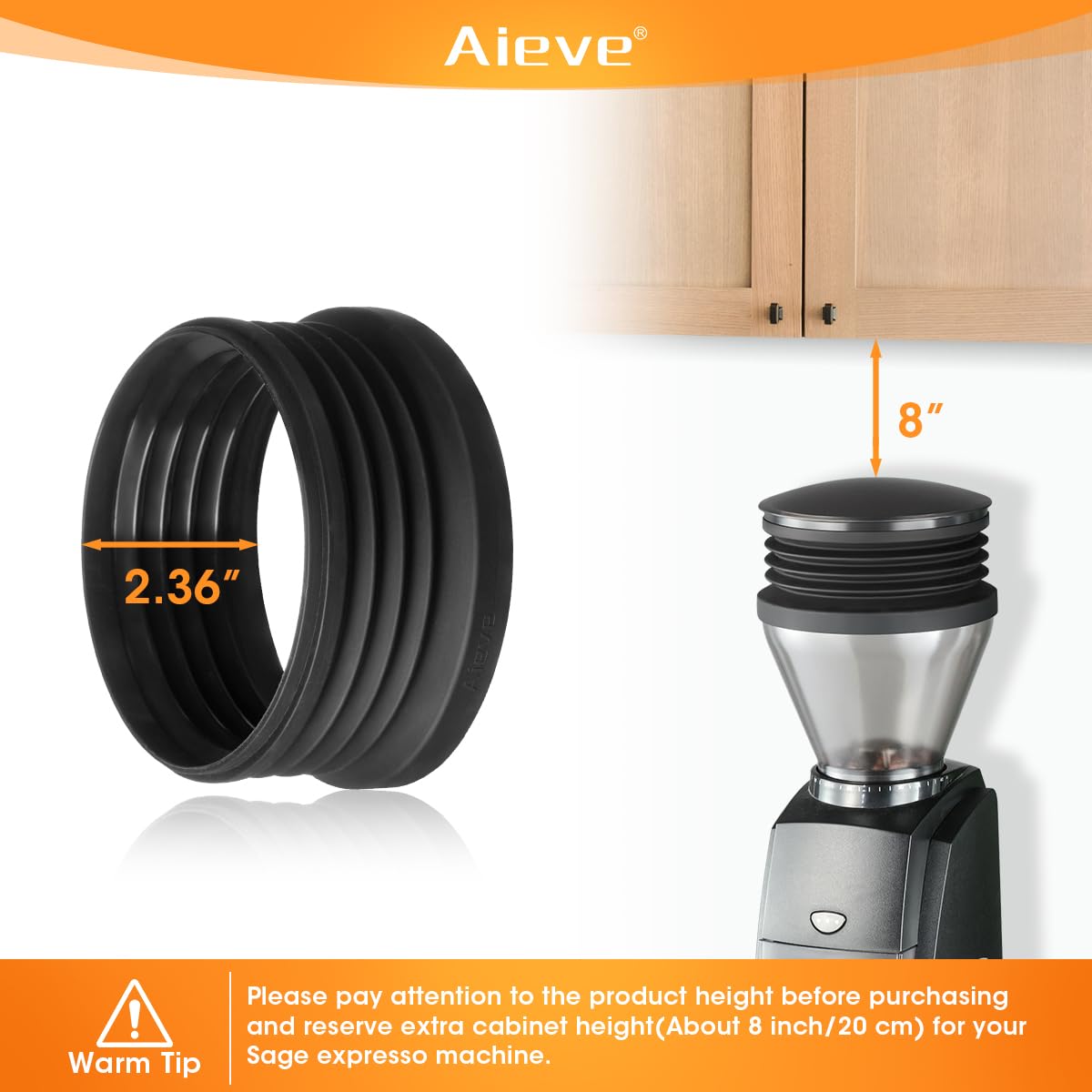 Aieve Silicone Coffee Hopper Bellow Compatible With Baratza Encore Grinder Esp/Virtuosa+ Coffee Grinder
