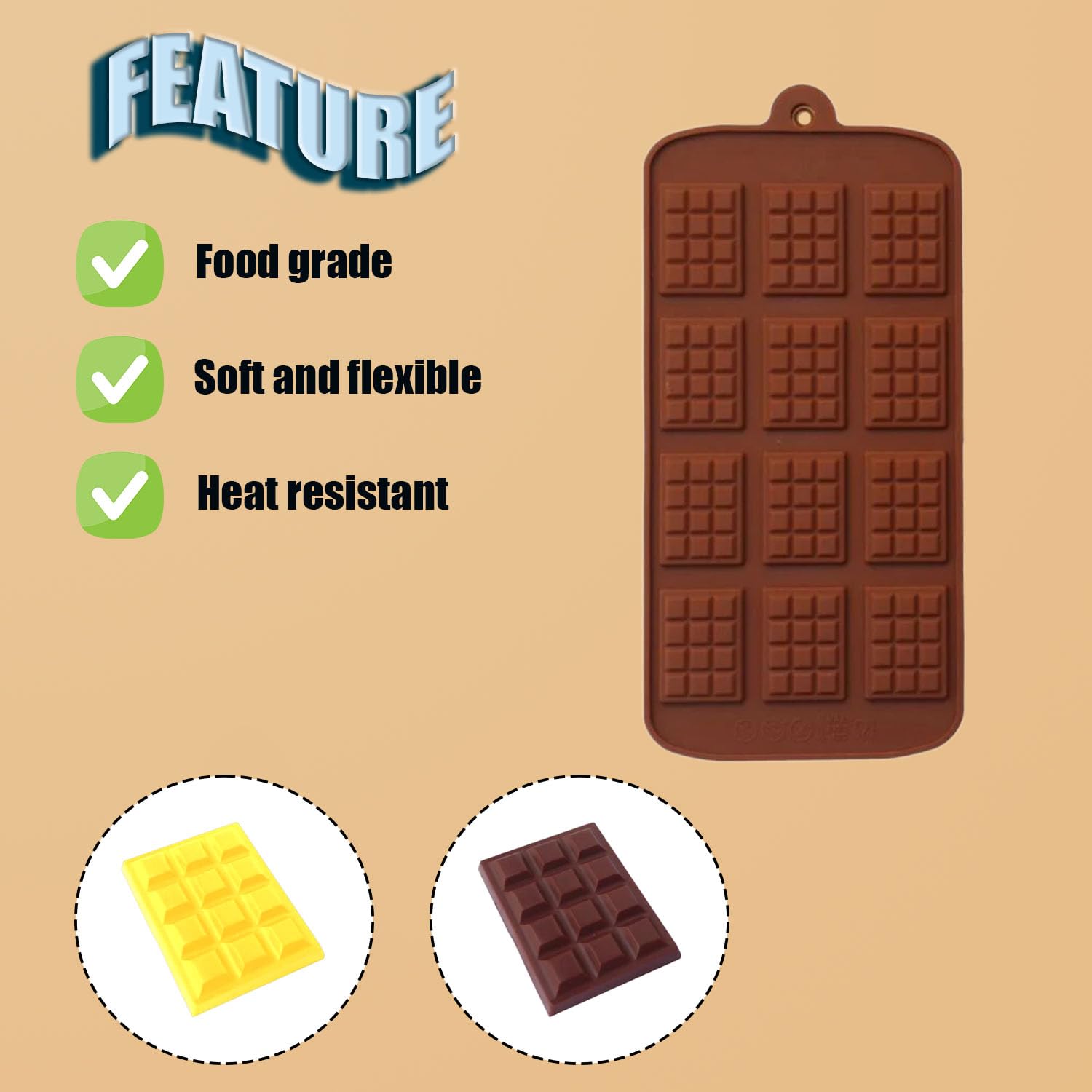 Samzareulo 3 Set Of Funny Shape Candy Molds For Chocolate Mold, Cake Decoration (3 X Mini Rectangle)