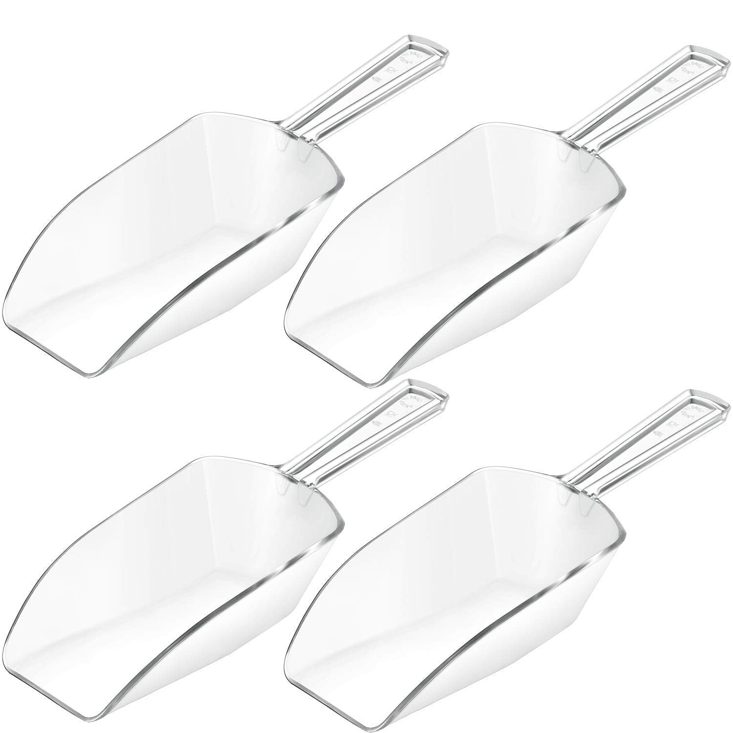 4 Pieces Multi-Purpose Kitchen Scoops Ice Scoop Bath Scoops, Clear Food Candy Sugar Scoop For Kitchen Bar Party Wedding (7.5 Inc