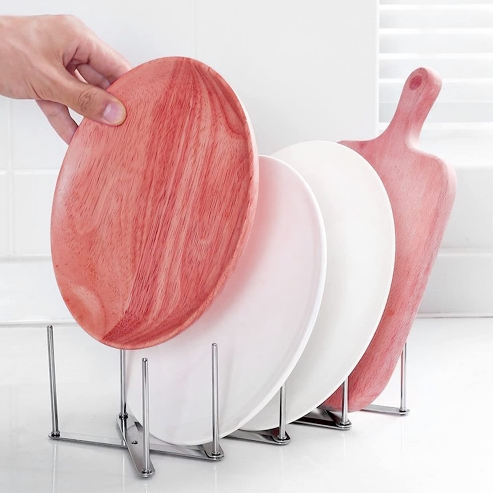 2 Pack Dish Plate Drying Rack, Retractable Dish Drying Rack, Multi-Functional Plates Cup Bowl Pot Pan Lid Storage Holder Organiz