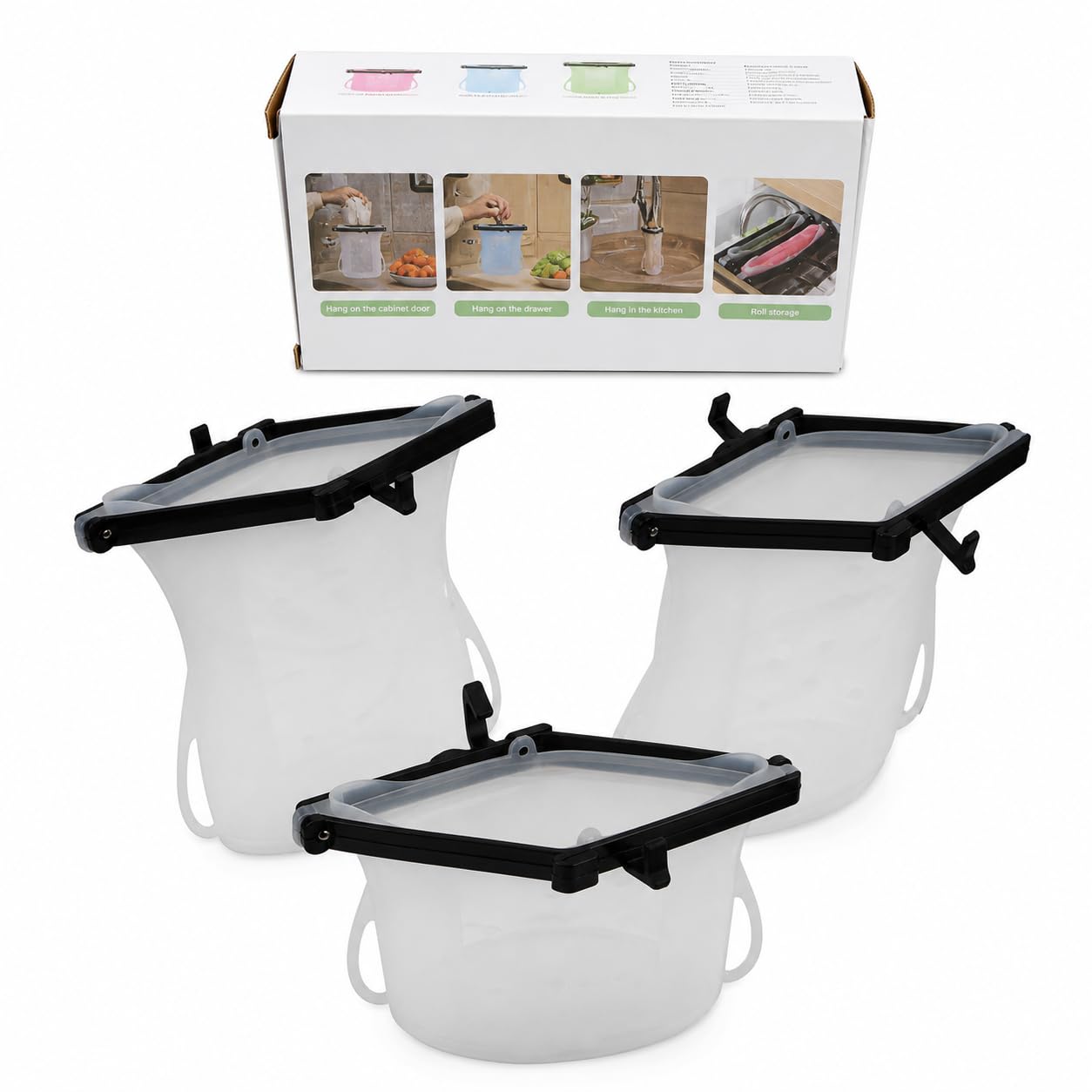 Oblivion Reusable Silicone Food Storage Bag Set Leakproof Lock Reusable Flat Bottom Freezer Bags,Sandwich Bags, Silicone Food Gr