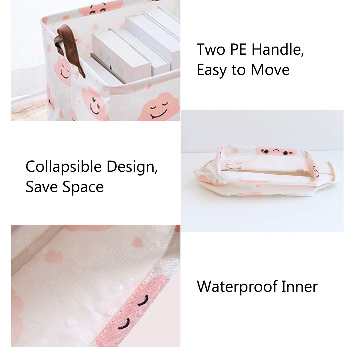 Storage Basket Fabric Organizer Bin For Toys, Books, Clothes, Pets,Perfect For Bedroom/Office/Nursery/Shelves(Pink Cloud)