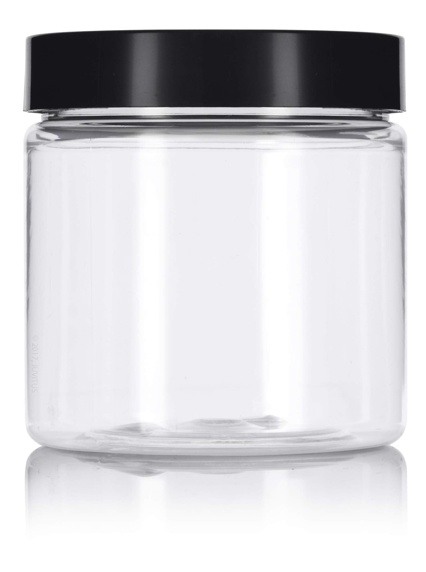 Juvitus 4 Oz Clear Plastic Pet Travel Jar With Black Smooth Lid (6 Pack)