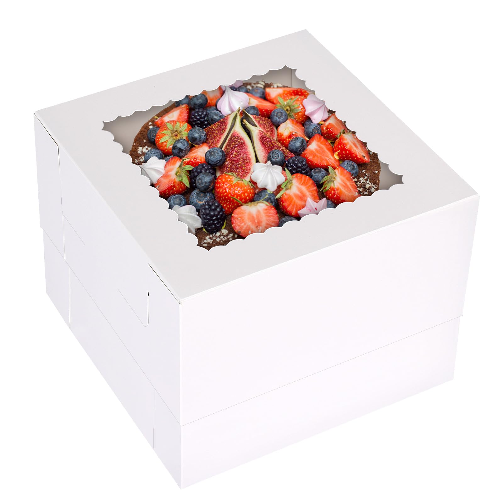 Moretoes 20pcs 10x10x8 Inches Cake Boxes with Windows White Bakery Boxes Pastry Boxes Disposable Cake Containers for Cakes  Pastries  Pies  Dessert