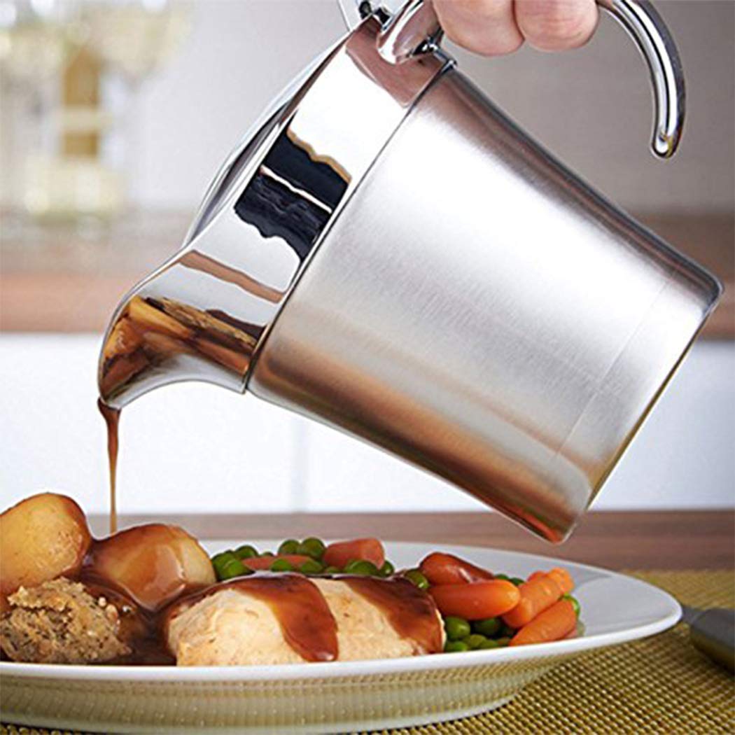 Double Insulated Gravy Boat - Stainless Steel Sauce Jug With Hinged Lid Hinged Lid Ideal For Gravy Or Cream At Thanksgiving (450