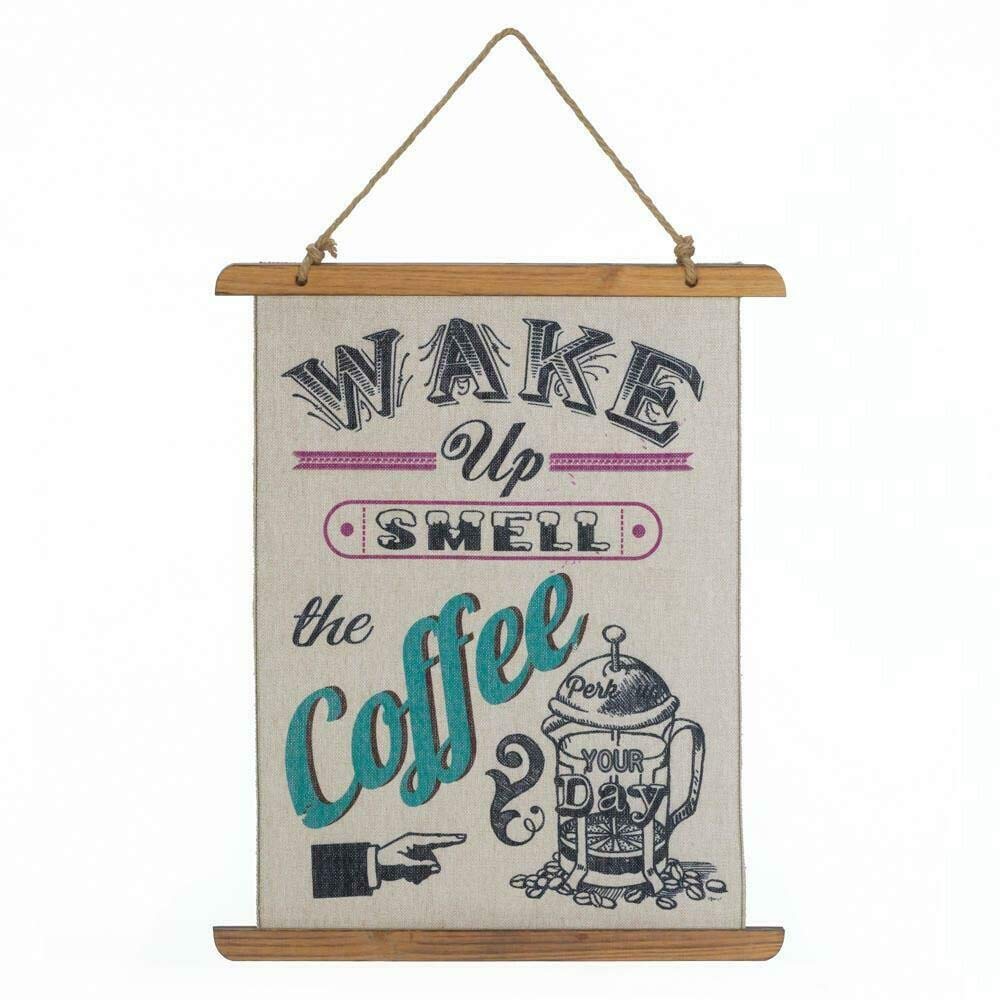 Zings & Thingz 57074198 Wake UP Linen Wall Decor, No Size, Cream