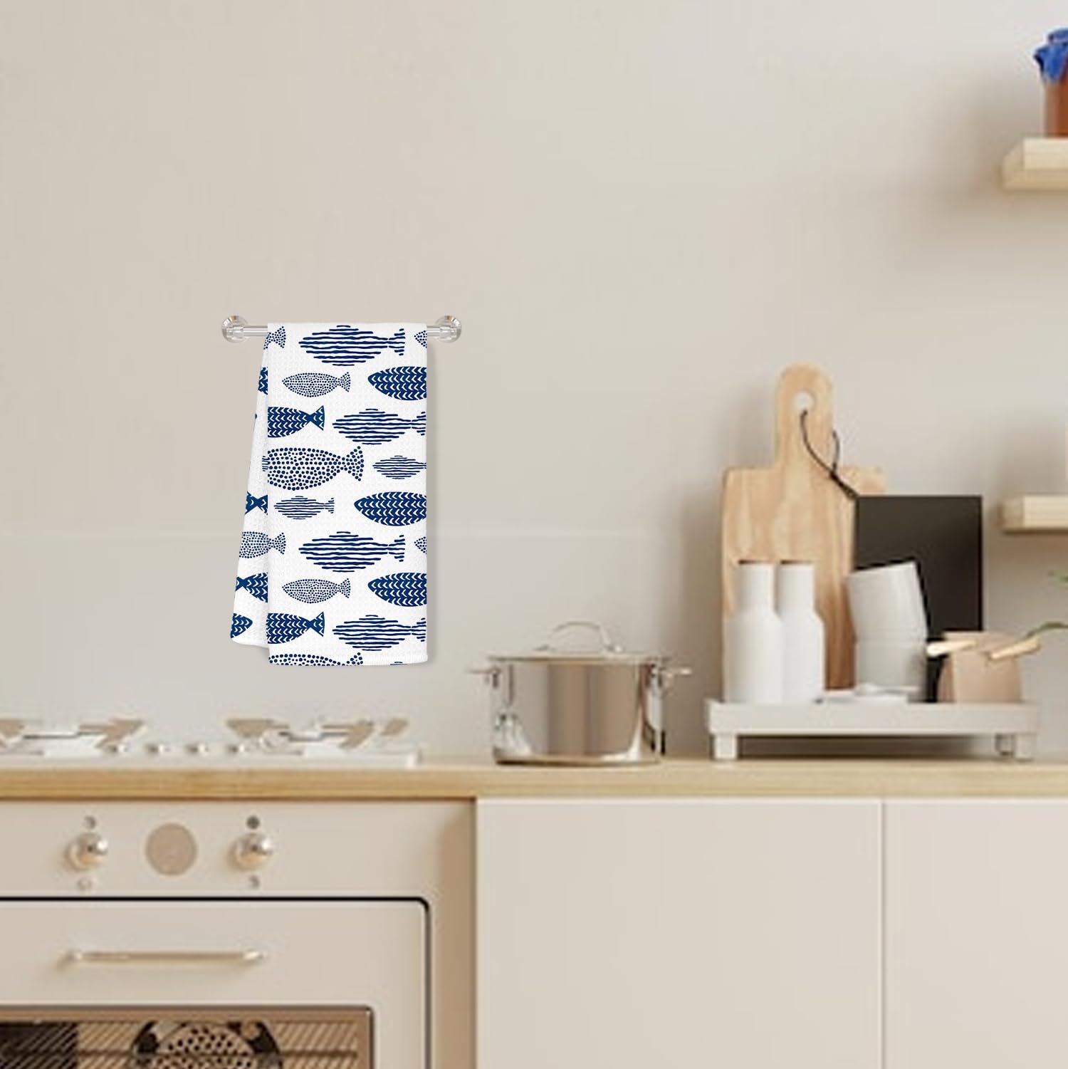 Jvpke Beach Kitchen Hand Towels - Fish Kitchen Towels,Beach Theme Kitchen Decor,Beach Hand Dish Tea Towels 16  24 Inch,Beach The