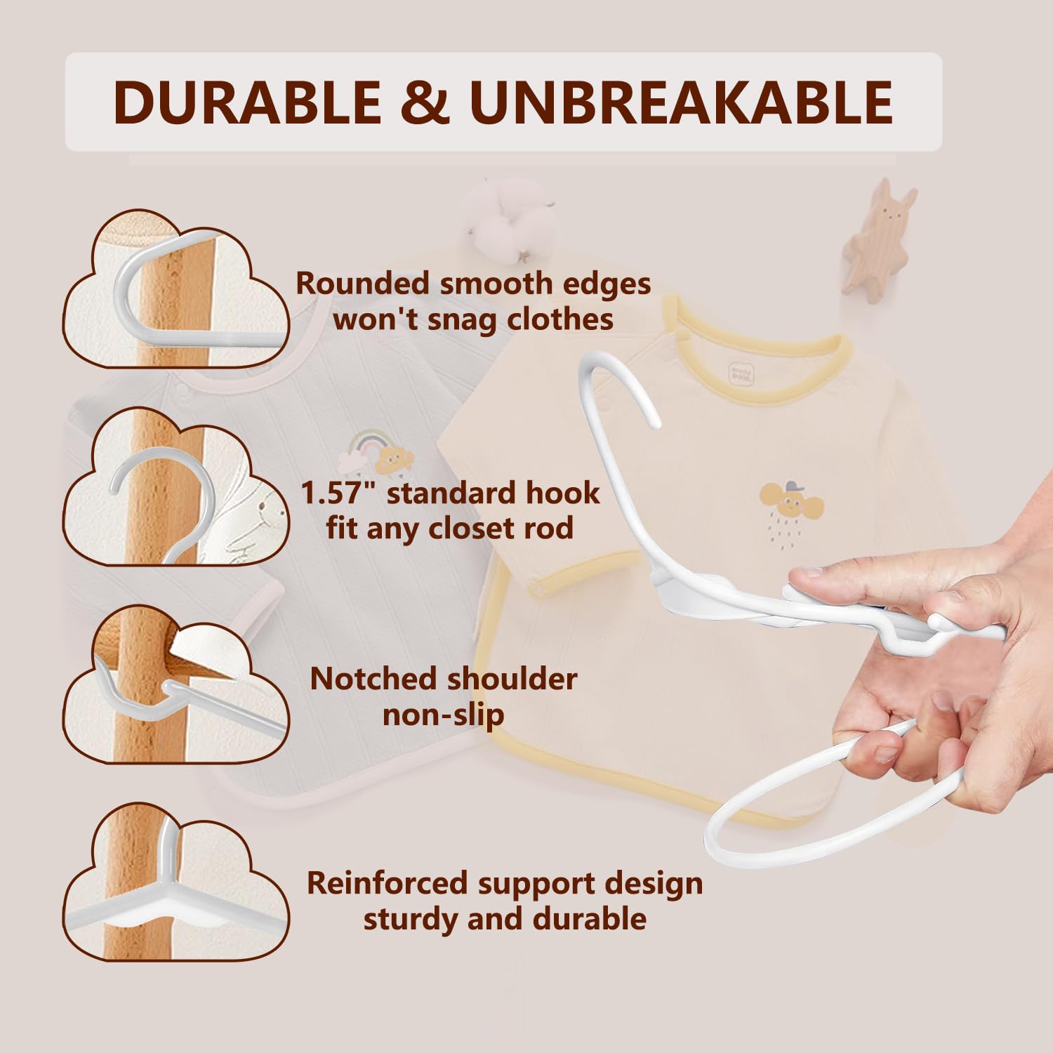 Trusir Kids Hangers 50 Pack - 11. 5 Inch Baby Hangers For Closet - White Hangers For Closet - Toddler Hangers For Clost & Child