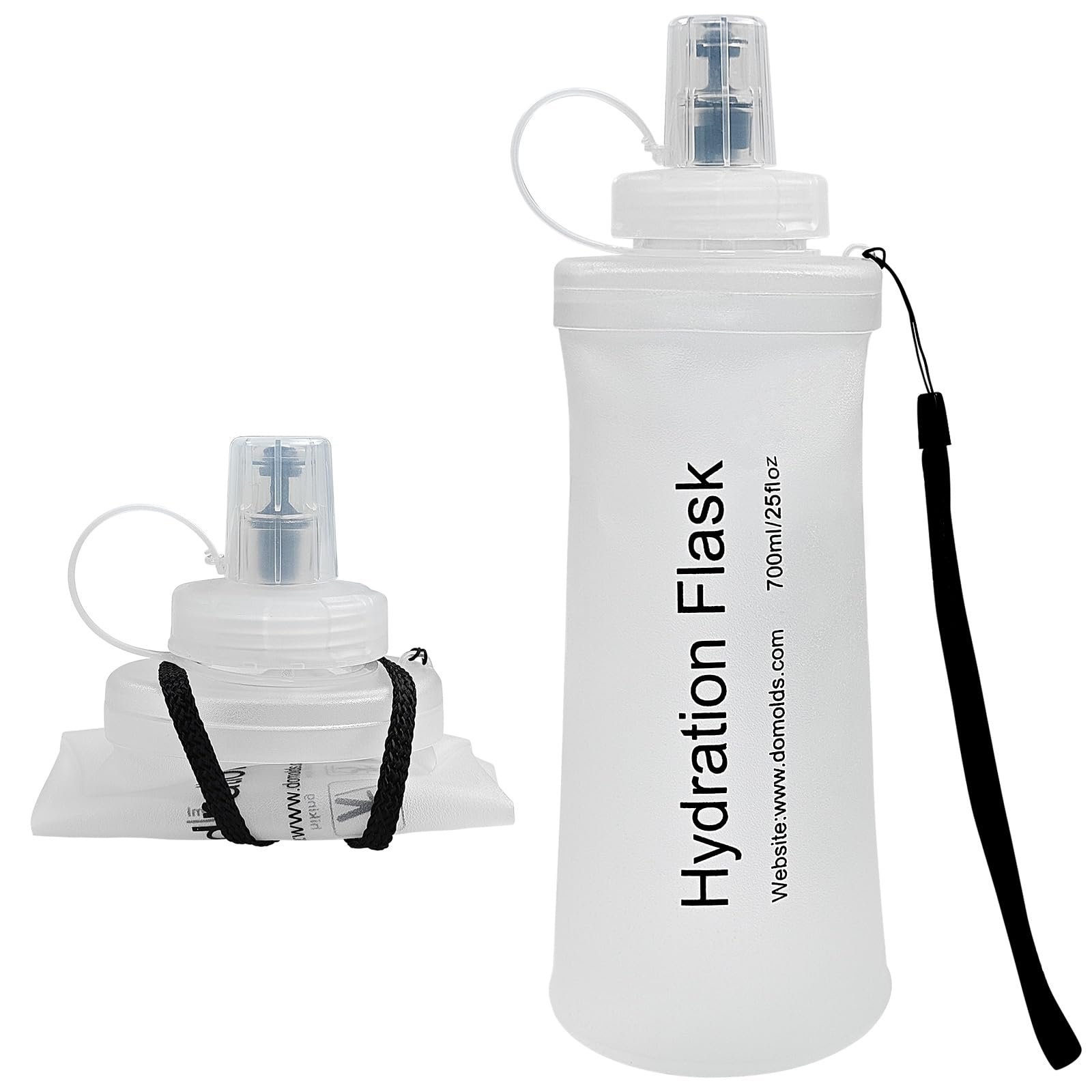 FR Collapsible Soft Hydration Flask 700ml TPU Portable Sports Water Bottle, Outdoor Running Cycling Fitness Hydration Bag with L