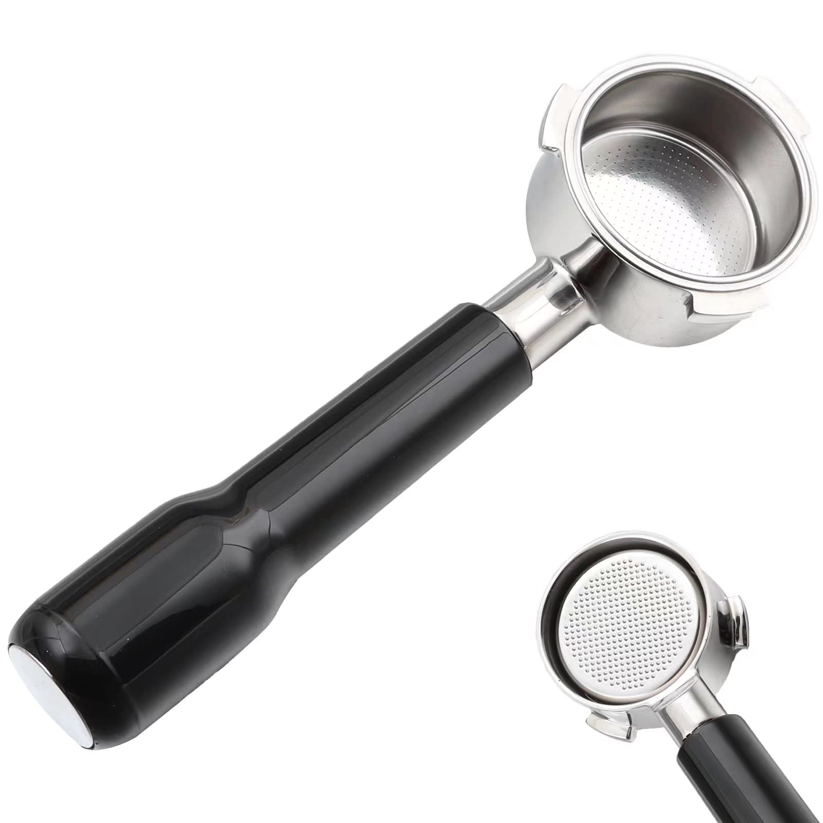 51Mm Bottomless Portafilter 3 Ears For Delonghi Dedica Ec680/Ec685, With Double Shot Capacity Cup Filter Basket, 51Mm Portafilte