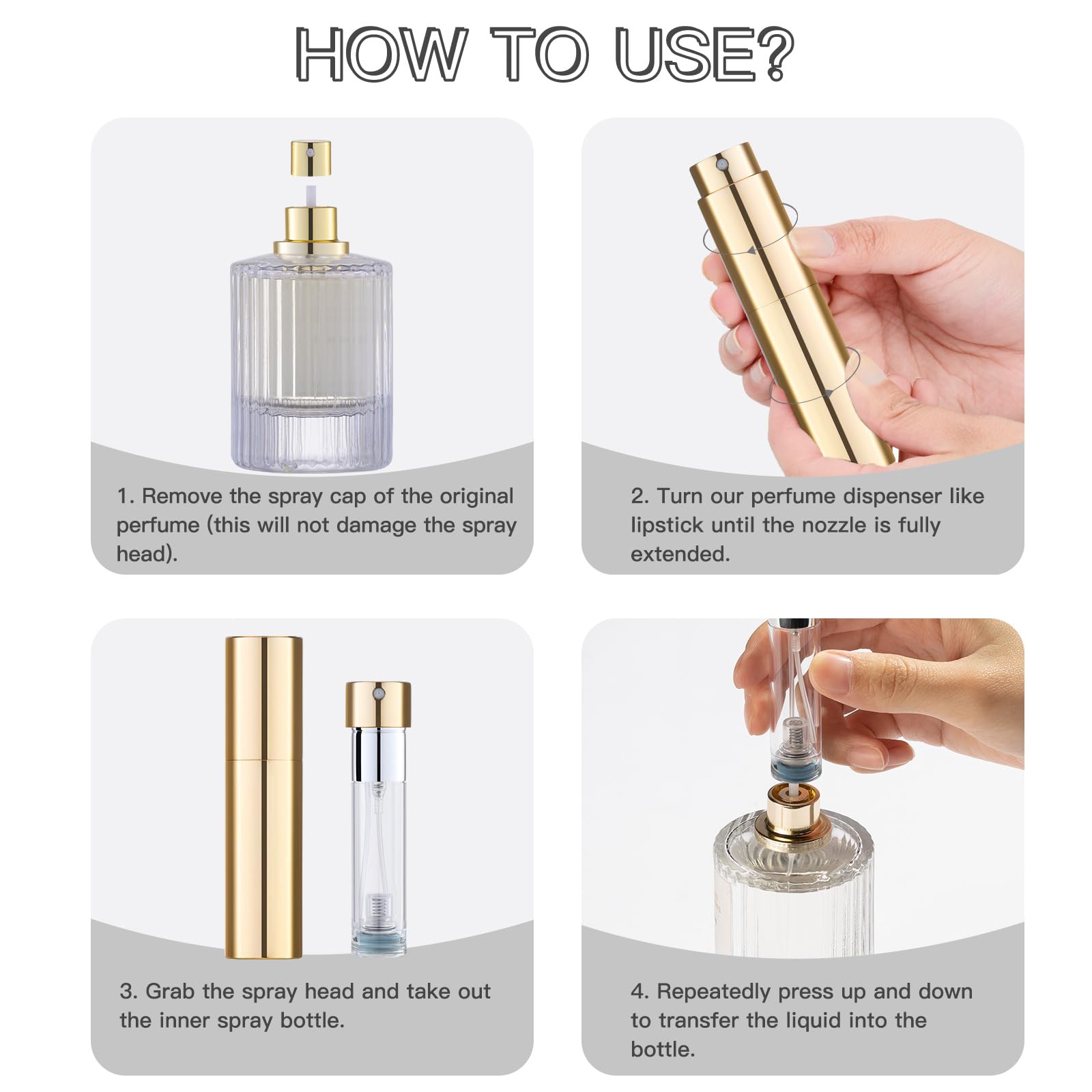 Lusiyi 5Ml Refillable Perfume Atomizer Bottle For Travel, Portable Cologne Atomizer, Pocket Perfume Spray (Gold)