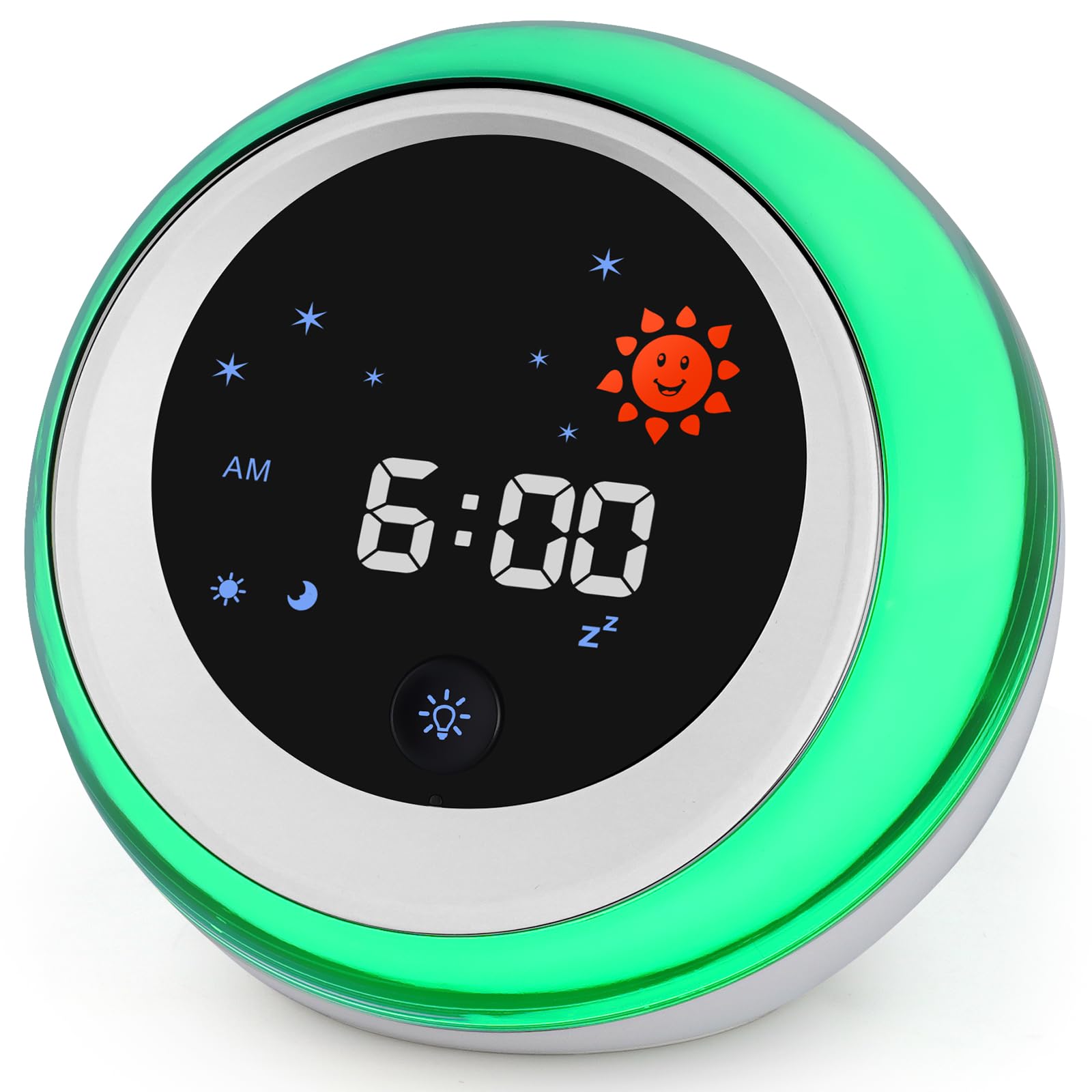 TIMEFUN Kids Alarm Clock, Ok to Wake Clock with Sun & Star, Sound Machine, Night Lights, Nap Timer, Sleep Training Clock for Tod