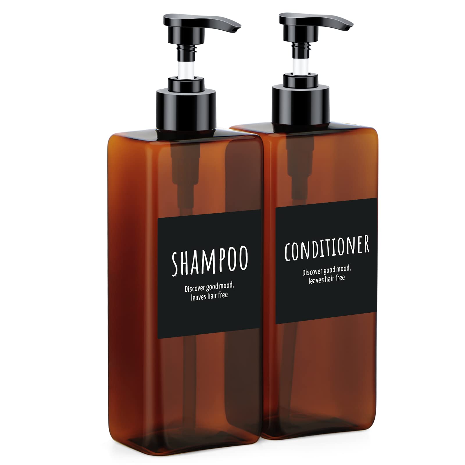 Segbeauty Shampoo And Conditioner Dispenser, 2 Pack Of 16.9Oz Refillable Soap Dispensers, 500Ml Empty Plastic Pump Press Bathroo