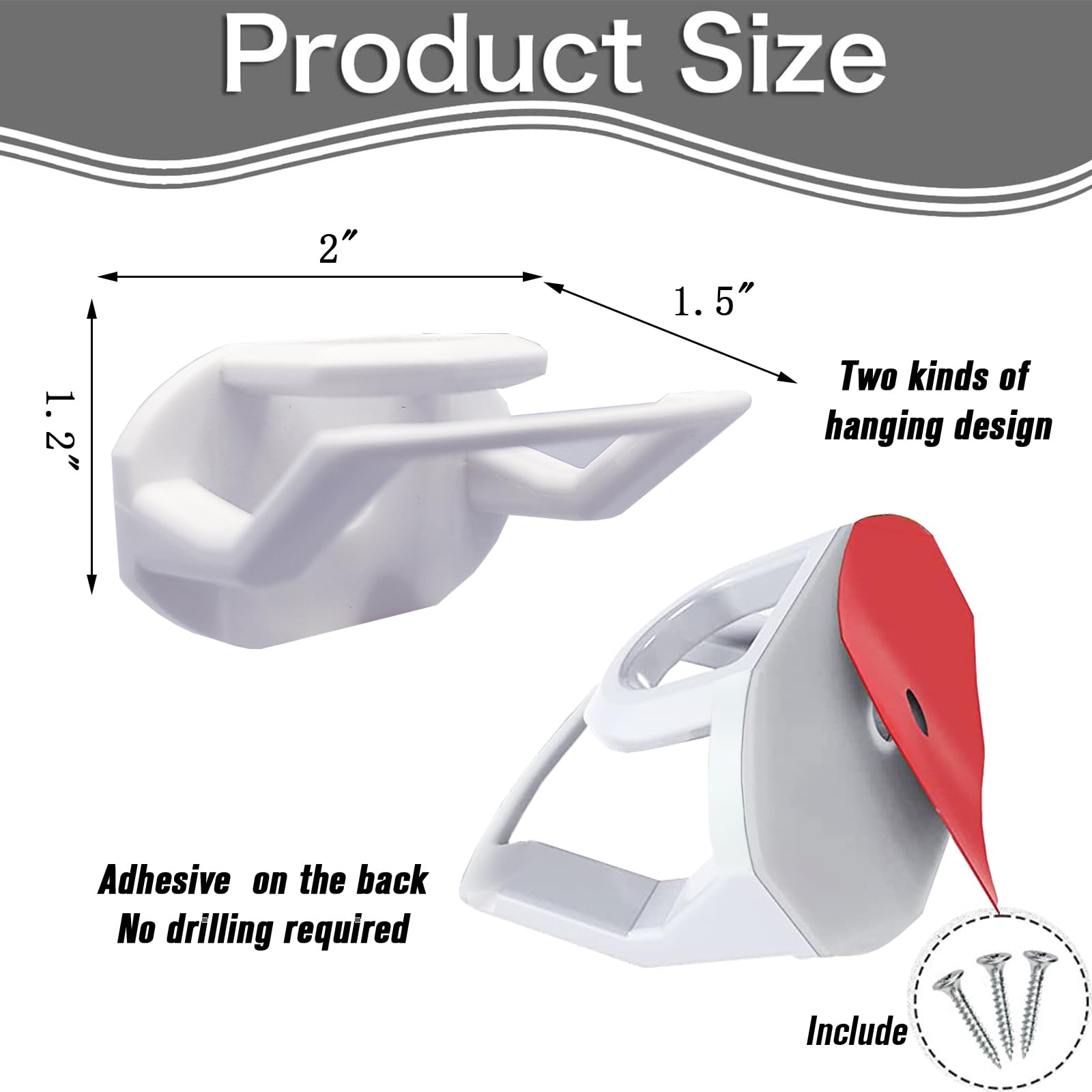 Ruipbote 24 Pack Baseball Hat Holder For Wall,Adhesive Hat Rack For Baseball Caps, Hat Hangers For Wall,Upgraded Adhesive Hat Di