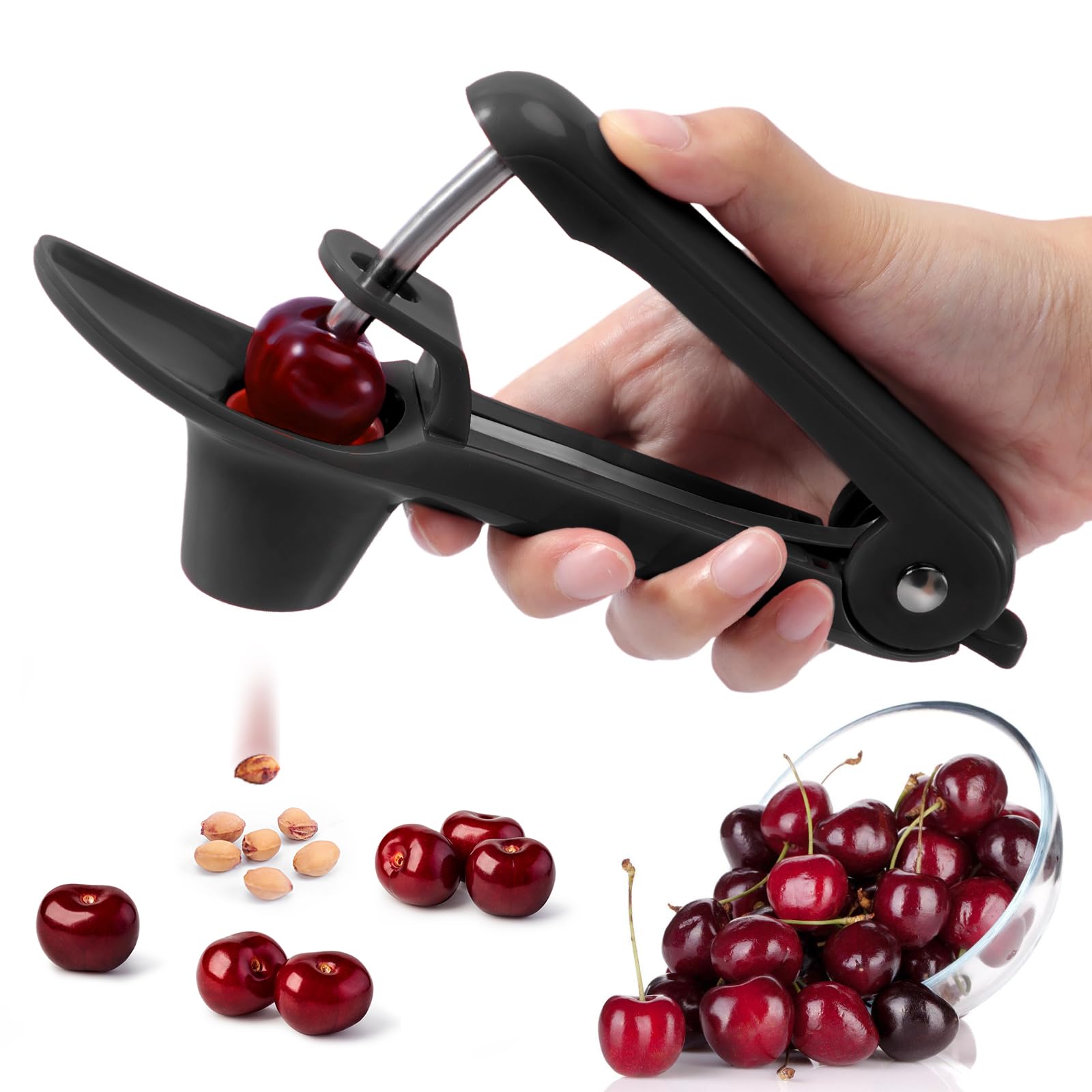 SCHVUBENR Cherry Pitter Tool - Stainless Steel Cherry Corer Pitter with Ergonomic Push Design - Easy to Use for Making Cherry Ja