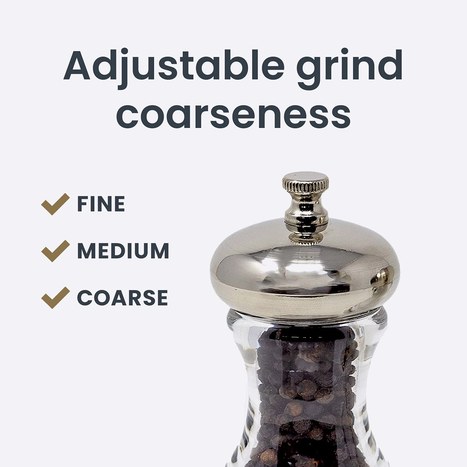 Olde Thompson 4.5'' Monterey Acrylic Salt Shaker & Pepper Mill Set, Adjustable Pepper Grinder