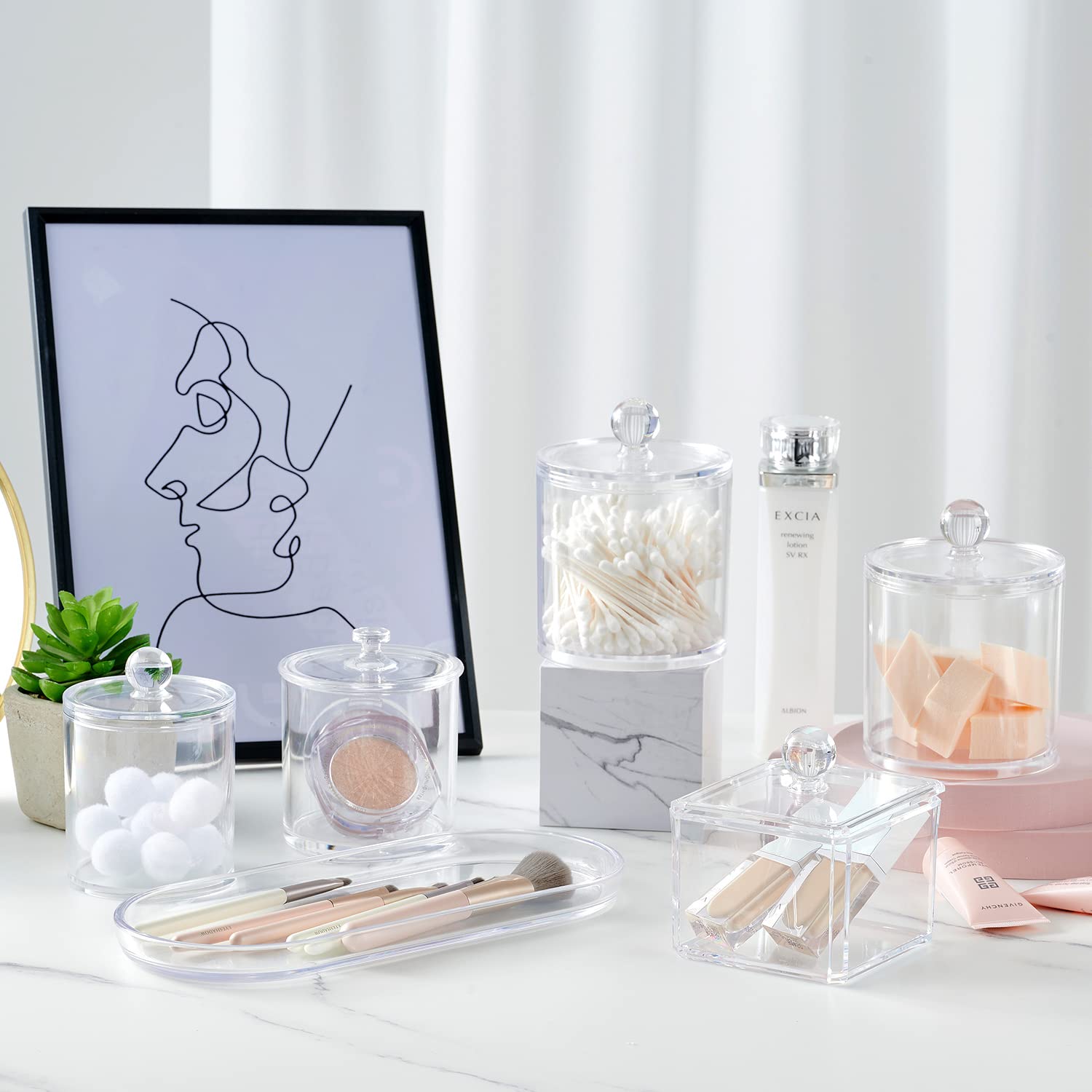 Sheechung Acrylic Vanity Tray, 2 Pack, Clear, 9.65 In X 4.5 In X 0.79 In, Catchall Tray, Countertop Sink Tray Dispenser, Sturdy