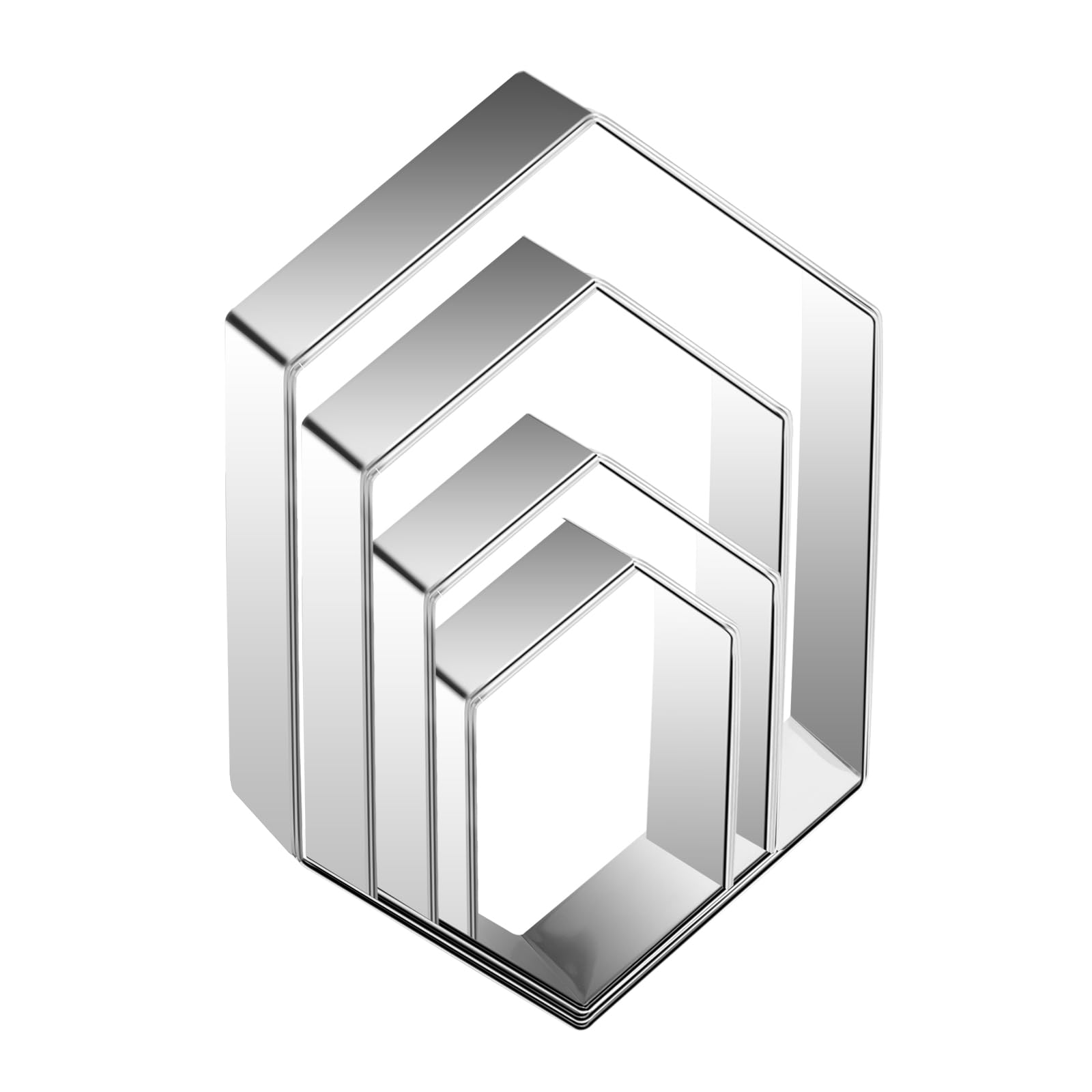 Hexagon Cookie Cutter Set 4 Sizes- 5 Inch, 4 Inch, 3 Inch, 2 Inch Stainless Steel Geometric Gem Cookie Cutters Shapes Molds