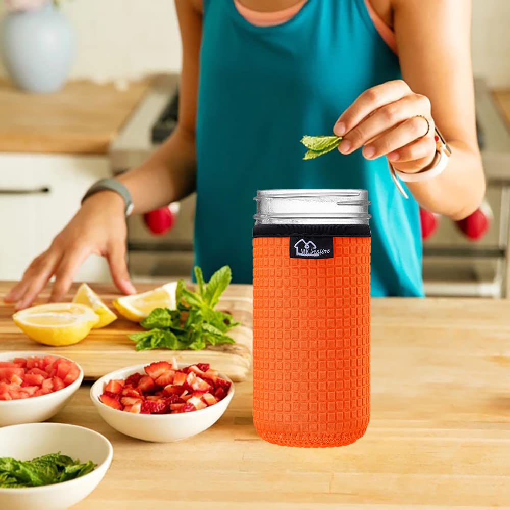 Wkieason Regular Mouth Mason Jar Neoprene Sleeve 16Oz Mason Jar Sleeves 16Oz Regular Mouth Sleeve Cover (Black/Blue/Yellow)