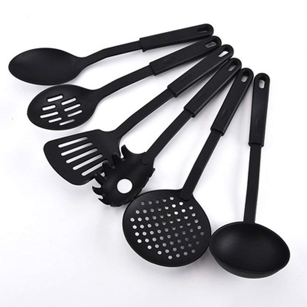 Harihub 6 Pcs HeatResistant Nonstick Spoon Spatula Scoop Kitchen Cooking Utensil Tools Set (Nylon And Plastic, Multicolour)