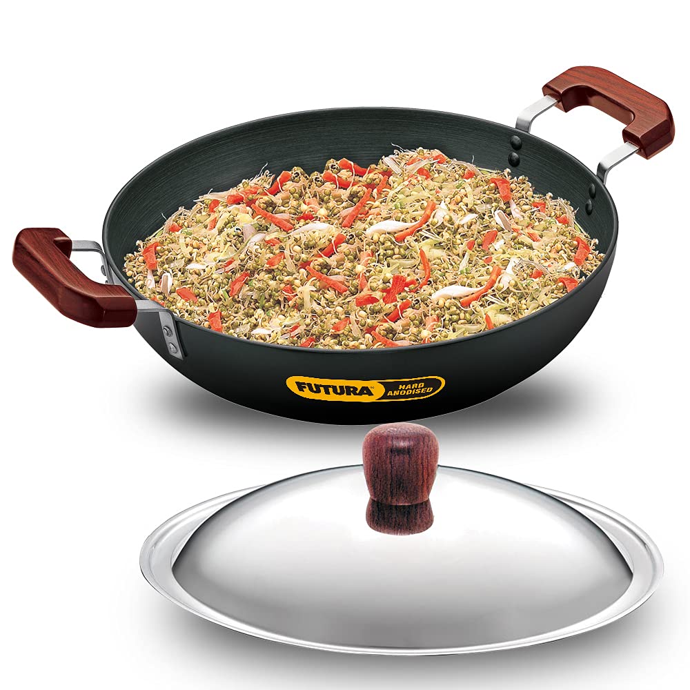 Hawkins Futura Hard Anodised Deep-Fry Pan 7.5 L, 36 Cm, 4.06 Mm With Ss Lid