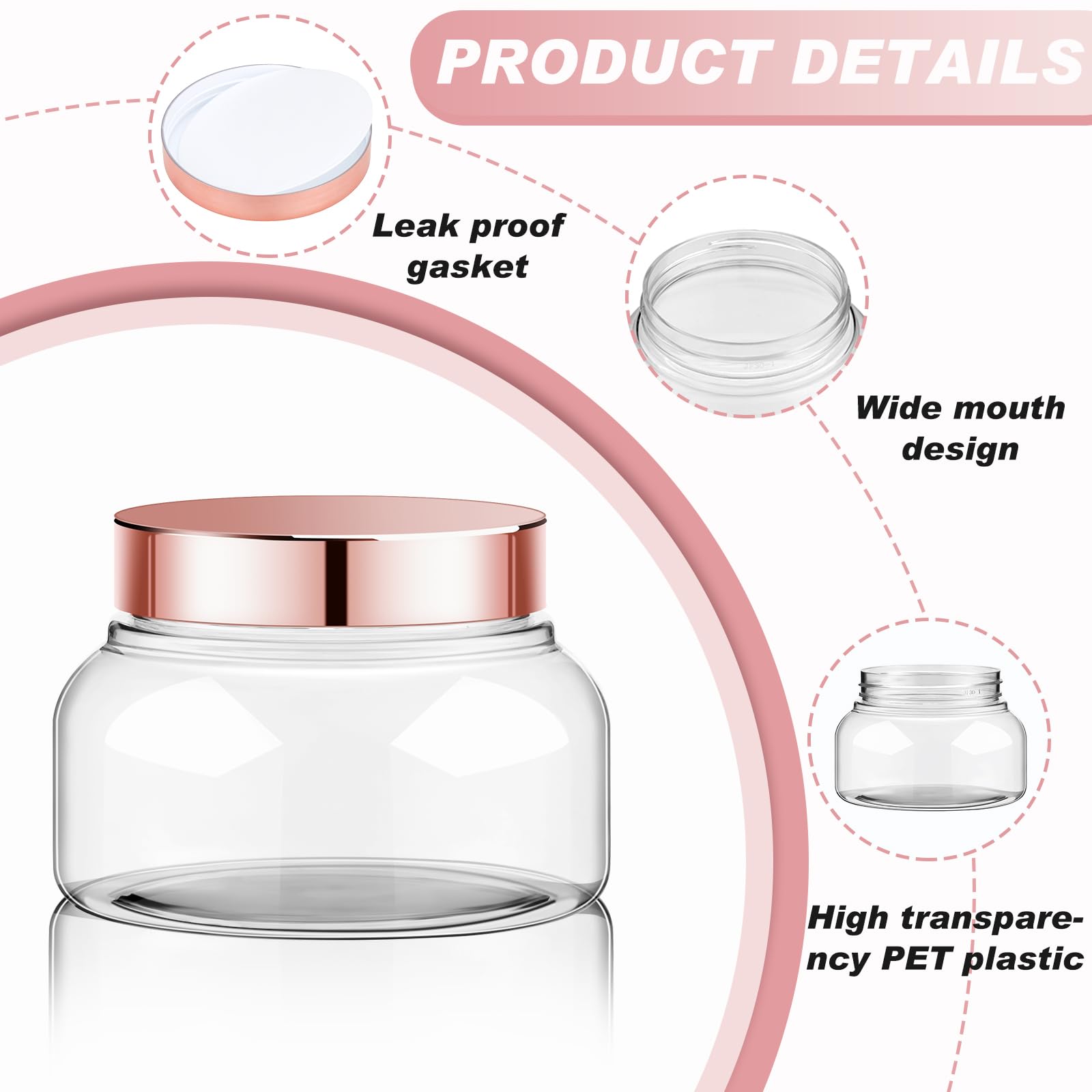 Tessco 24 Pack Plastic Jars With Lids Labels Plastic Containers Round Refillable Cosmetic Containers Empty Body Butter Jars Suga