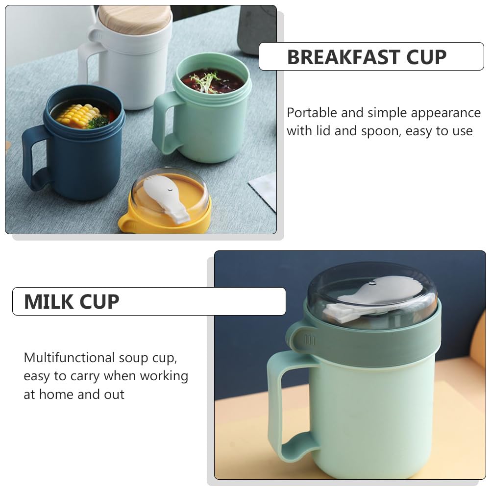 DOITOOL Microwavable Soup Mug with Lid, Portable Cereal Cup - Green, Polypropylene, Model TU25KHJ0215T18U3T5