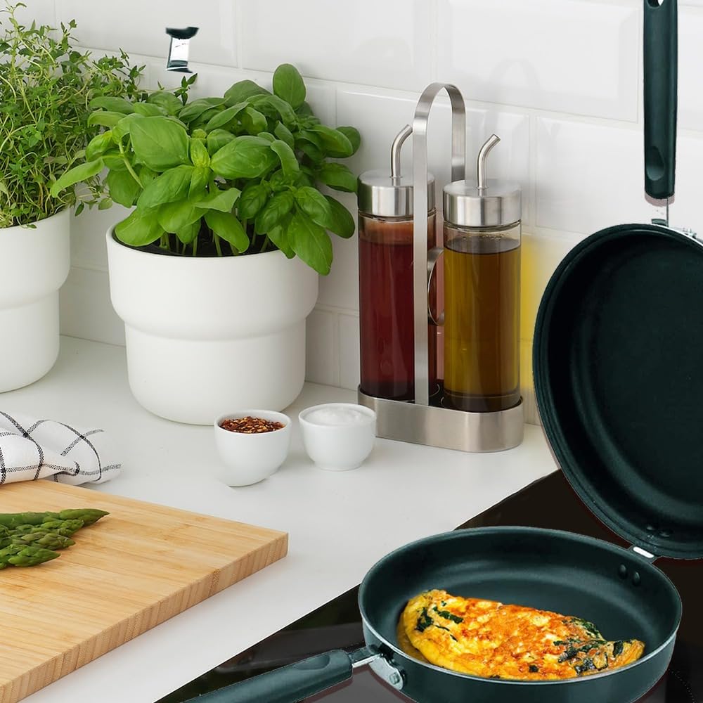 Ibili Reinforced Cast Aluminum Omelette Pan, Frittata Frying Pan Non-Stick With Bakelite Handles Double Sided For Easy Flipping