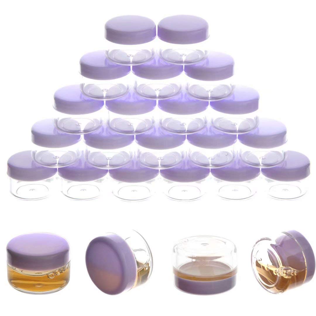 Zejia 5 Gram Cosmetic Containers 50Pcs Sample Jars Tiny Makeup Sample Containers With Lids(Purple)