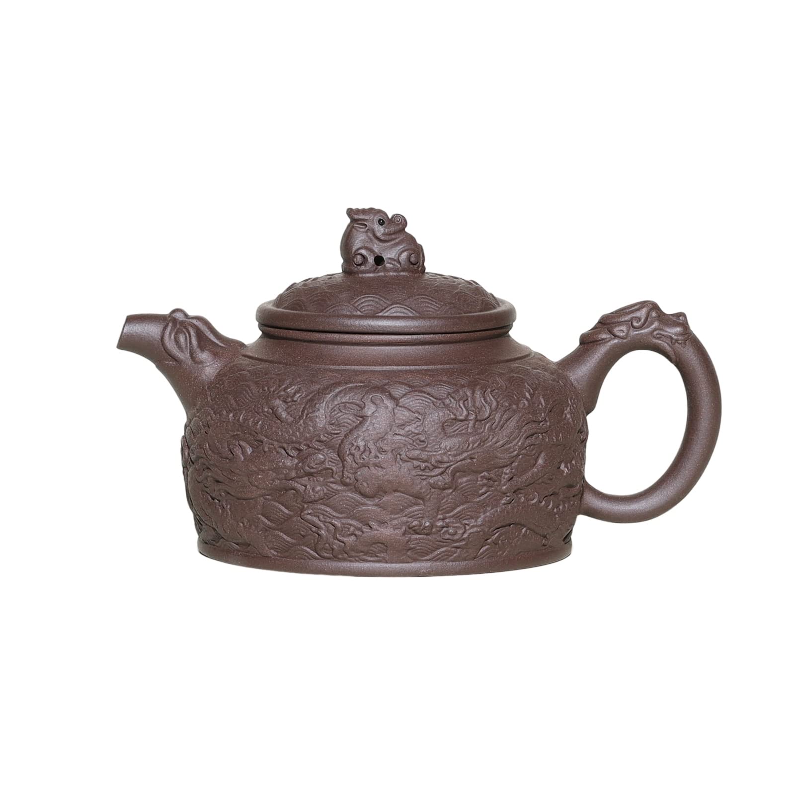 Siline Zisha Tea Pot - Dragon Dezhong 11 Oz,Chinese Genuine Yixing Clay Handmade Teapot With Filter,Infuser Kung Fu Loose Leaf T
