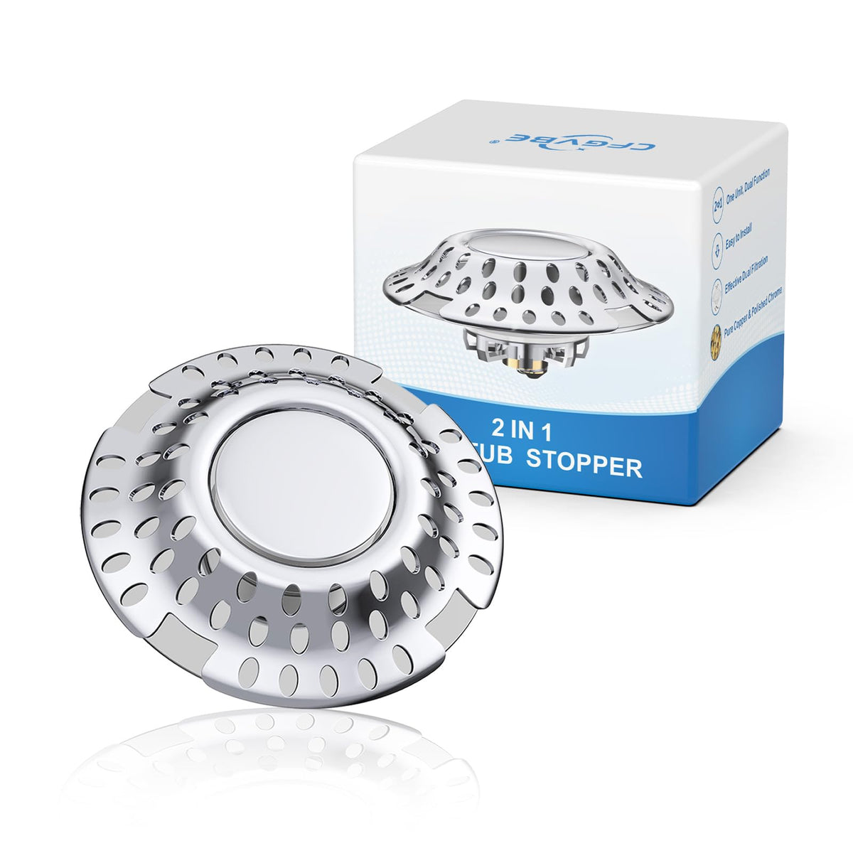 Upgraded 2 In 1 Bathtub Drain Stopper Bathtub Drain Hair Catcher, Effective Tub Stopper With Dual Filtration Design, Anti-Cloggi