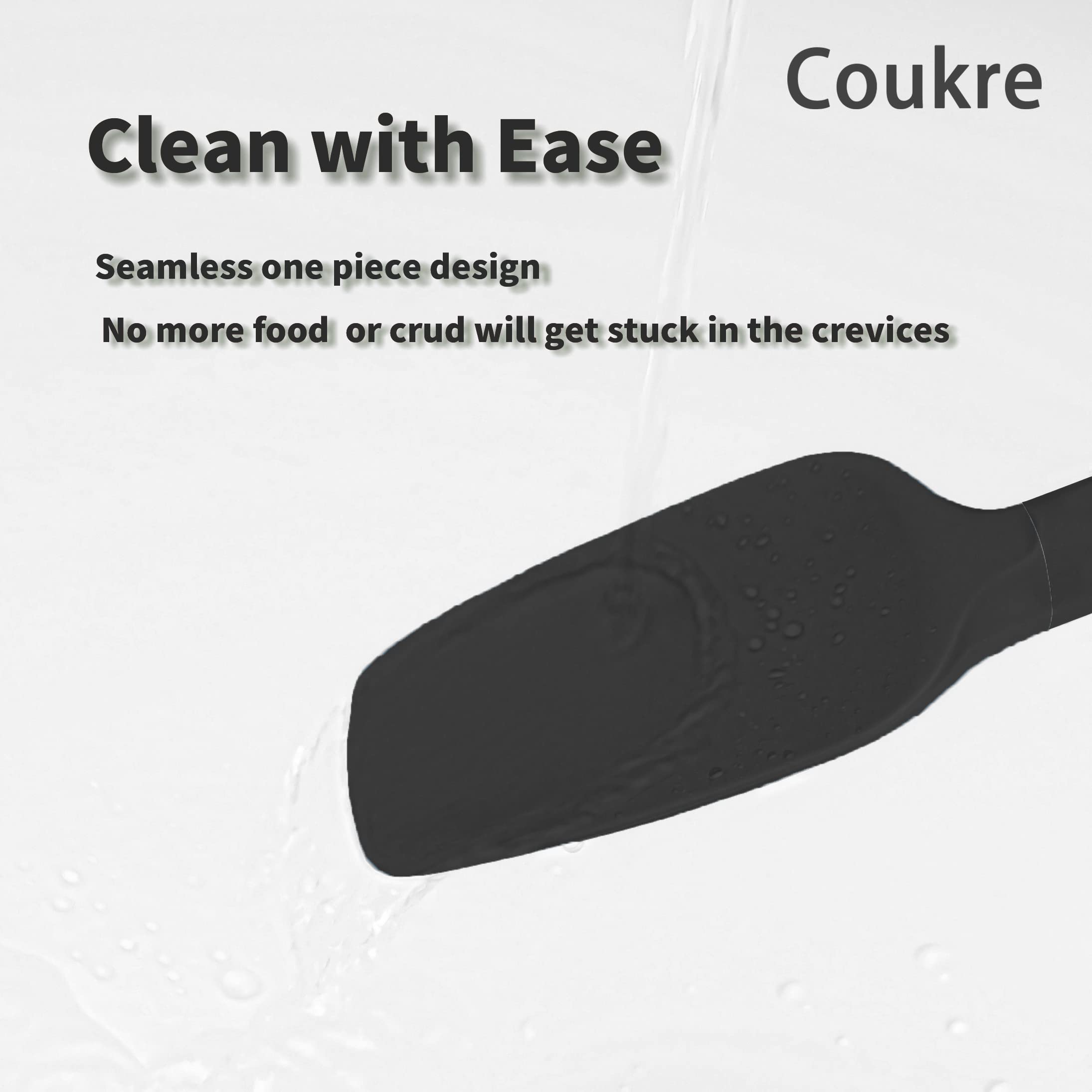 Silicone Spatula Set Of 5,High Temperature Resistant, Food Grade Silicone, Dishwasher Safe, For Baking, Cooking (Pure Black)