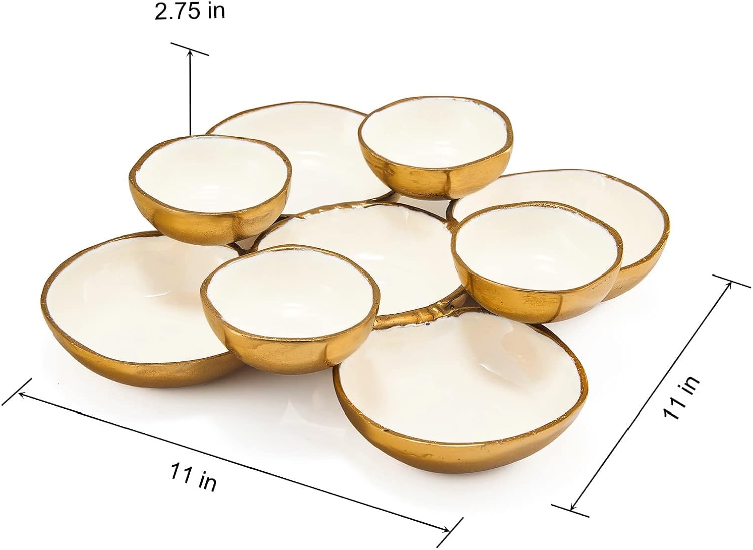 Cluster of 9 Round Serving Bowls Enamel Clusters Decorative Elegant Snack Tray