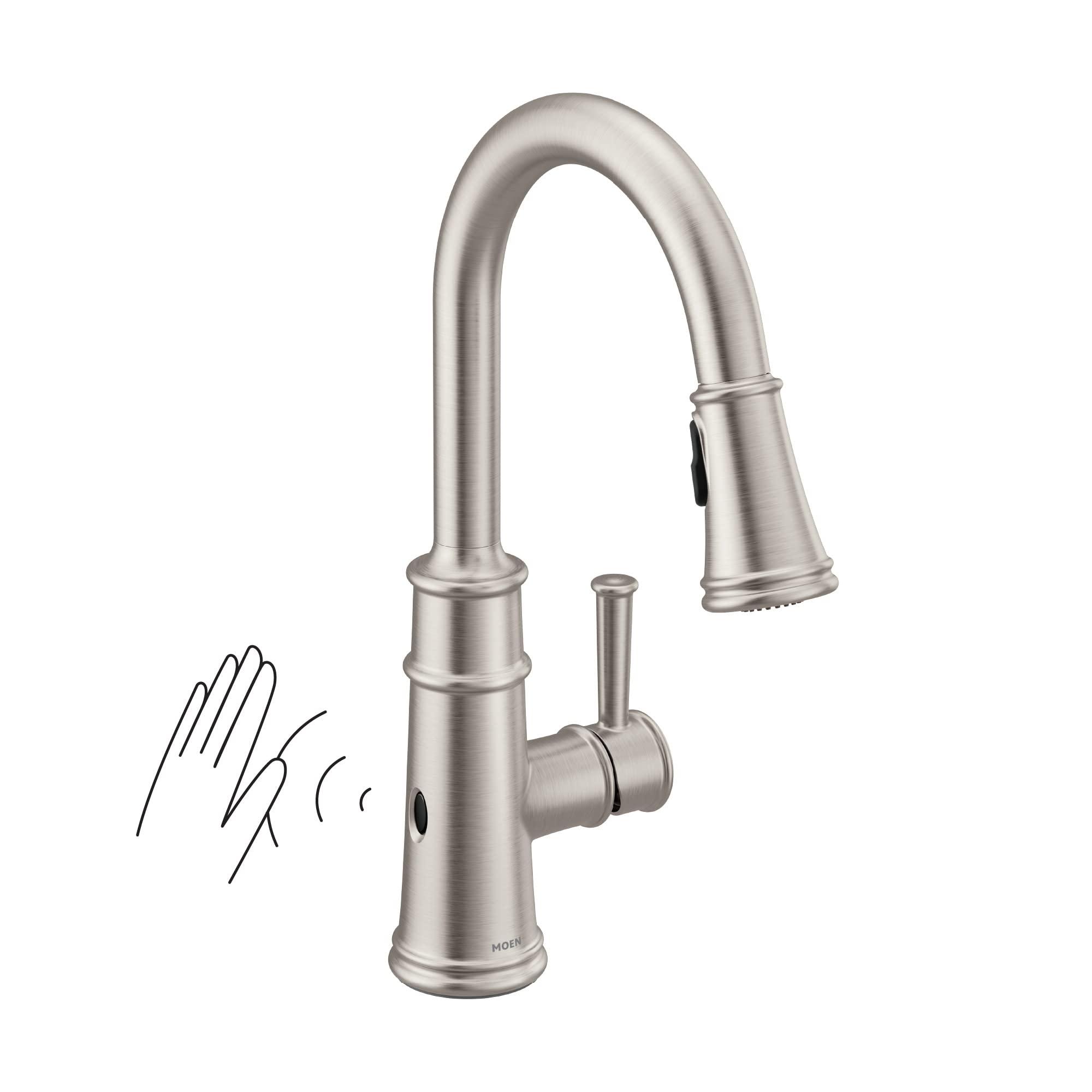 Moen 7260EWSRS Belfield Motionsense Wave Sensor Touchless One Handle Pulldown Kitchen Faucet Featuring Power Clean, Spot Resist 