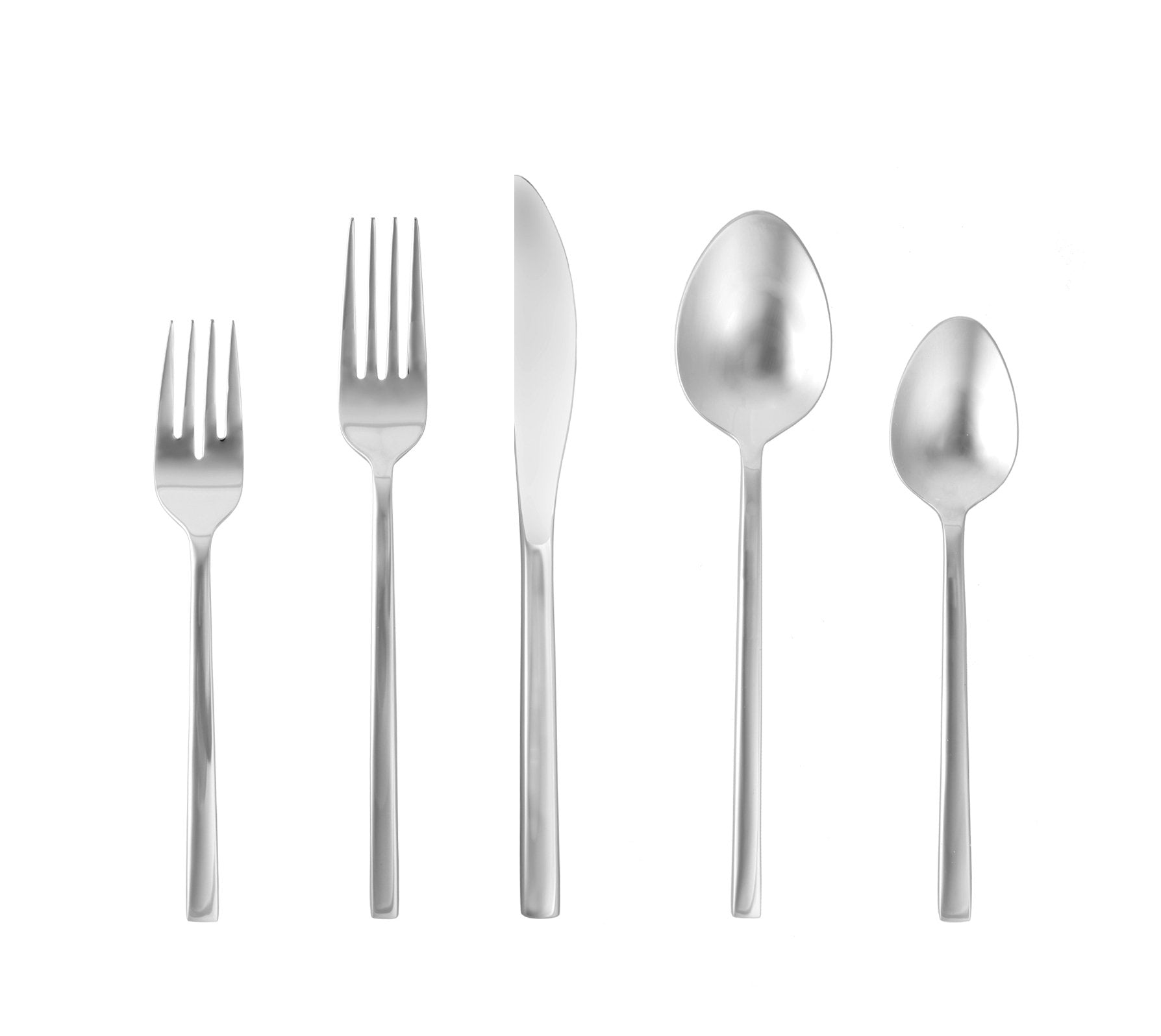 Fortessa Arezzo 18/10 Stainless Steel Flatware, 5 Piece Place Setting, Service For 1, Brushed Stainless Steel