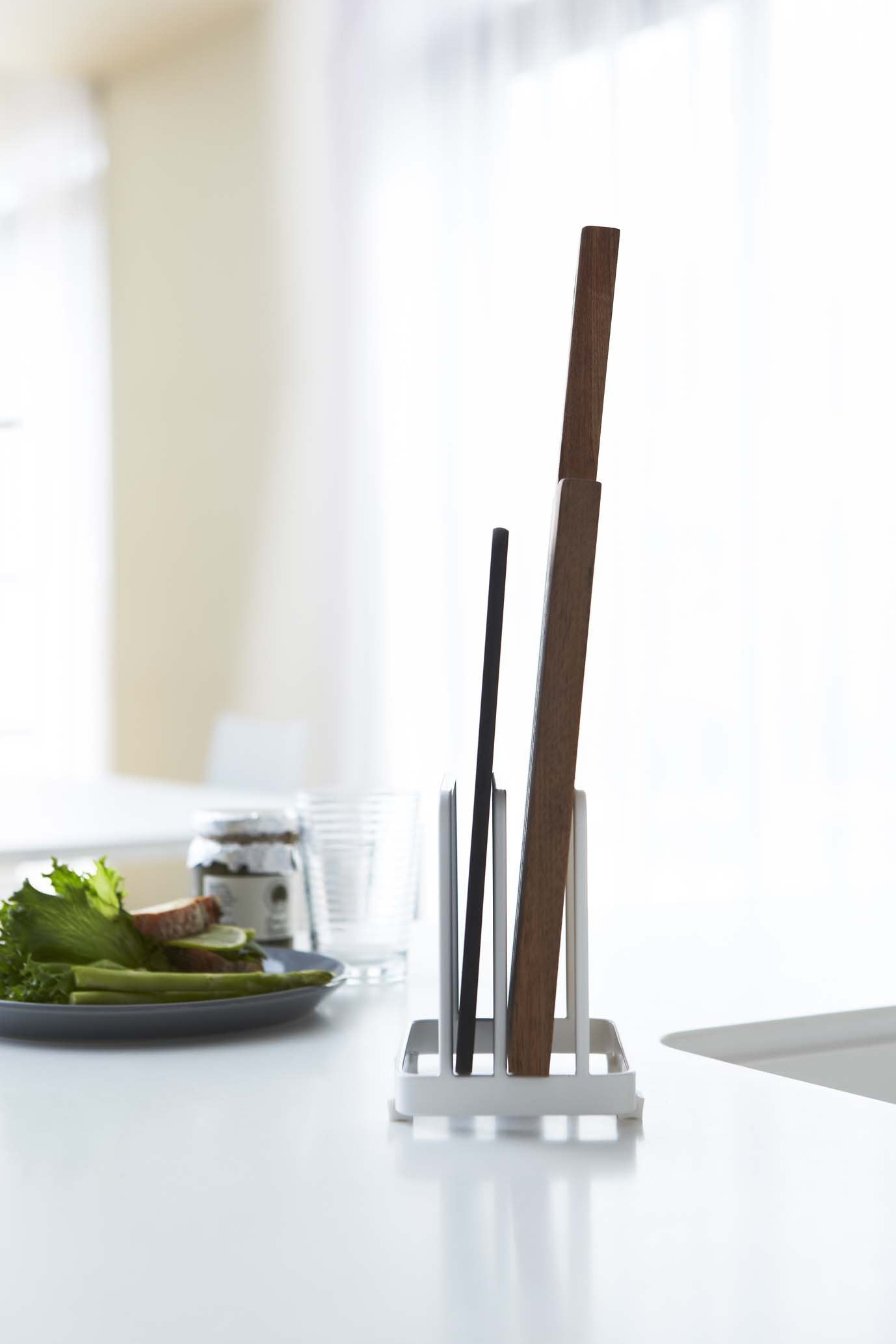 Yamazaki Home Plate Cutting Board Stand - Kitchen Storage Rack Holder Organizer