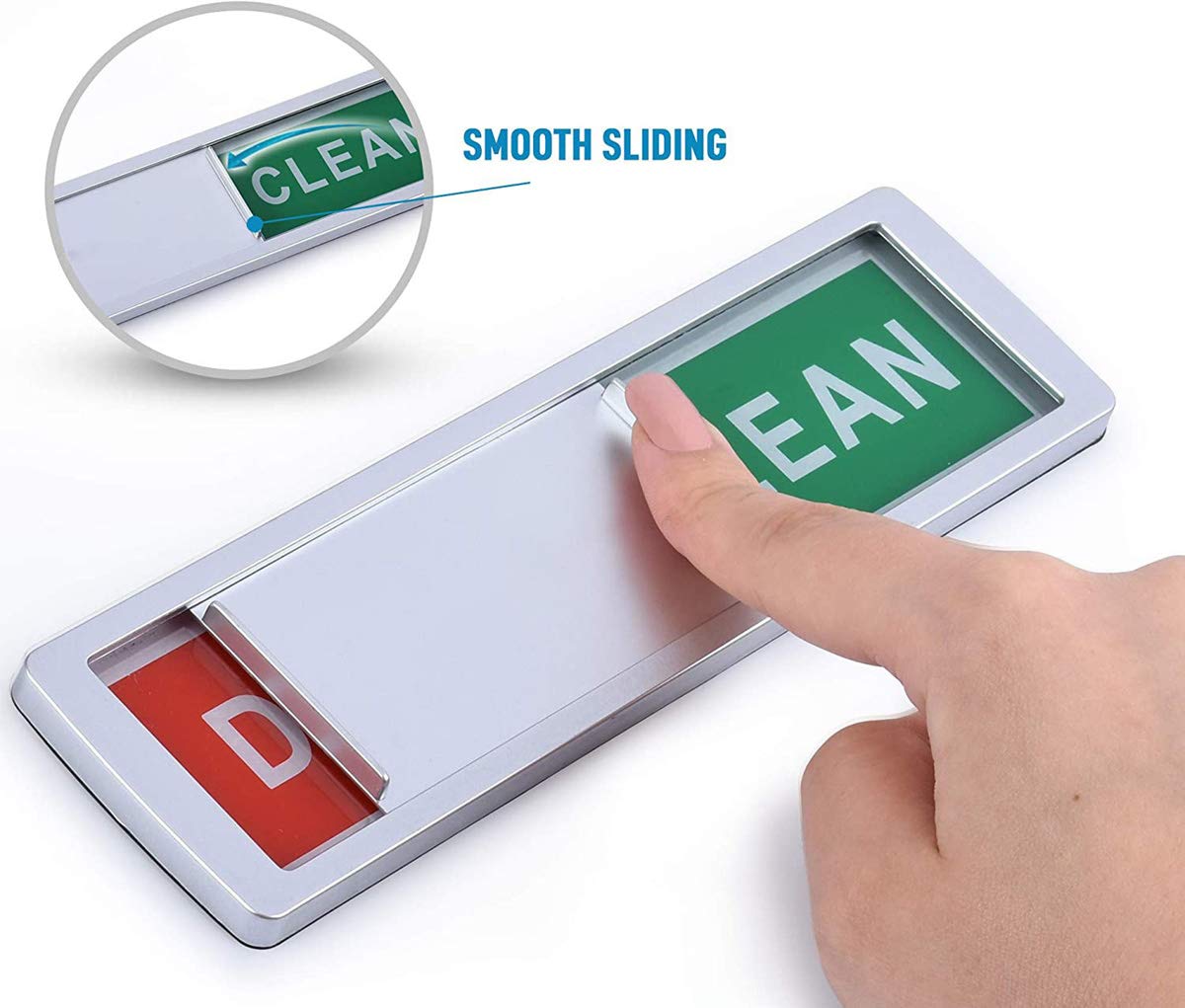 Dishwasher Clean Dirty Indicator, Easy To Read & Slide, Can Diy Sign (Silver Dirtyclean)