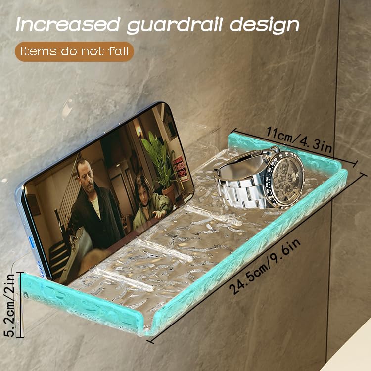 Yiezi Shower Storage Shelf, Wall Floating Shelf, Clear Wall Mounted Storage Shelf For Bathroom Storage And More Acrylic No Drill