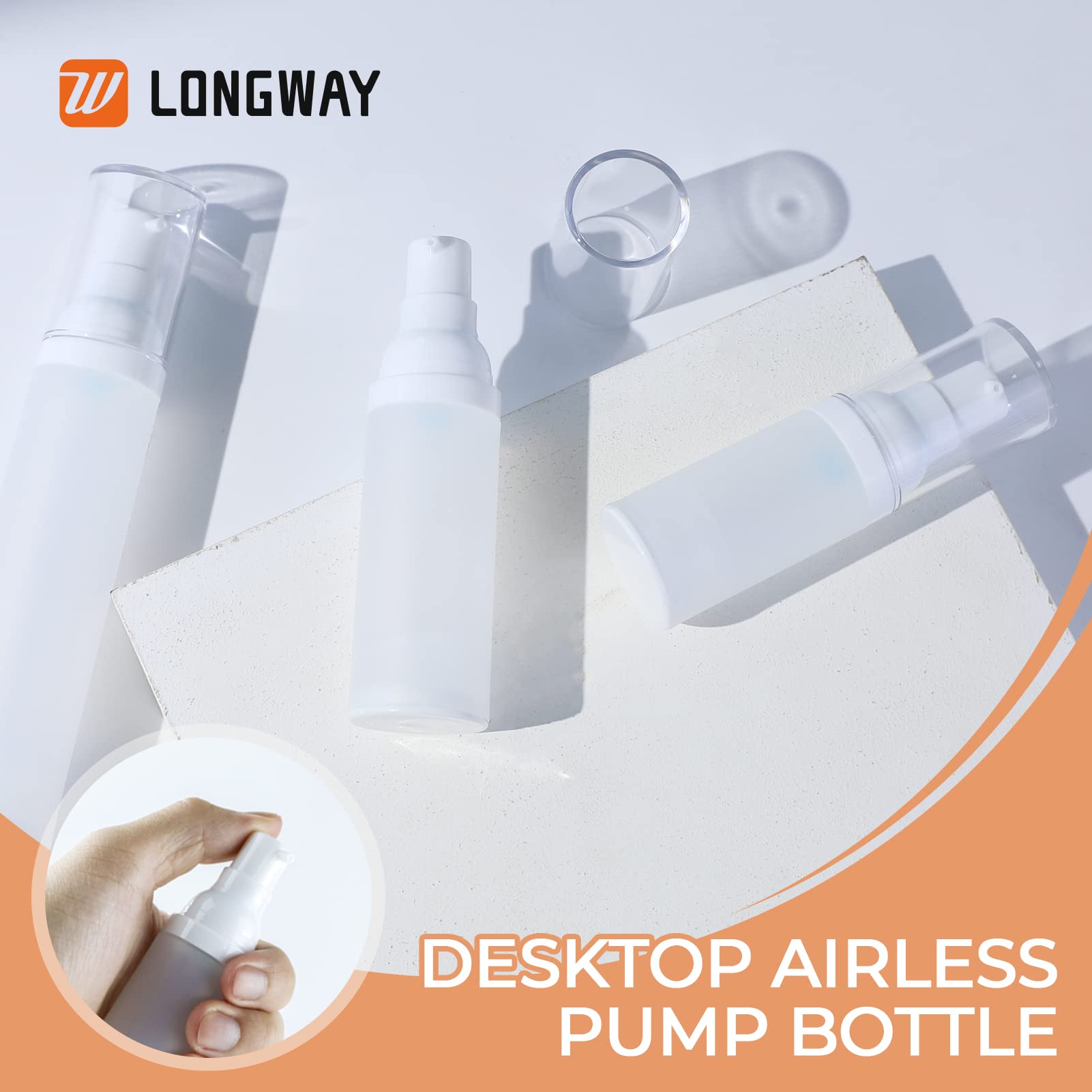 Longway 1.7Oz 50Ml Airless Cosmetic Cream Pump Bottle Travel Size Dispenser Refillable Containers/Foundation Travel Pump Bottle