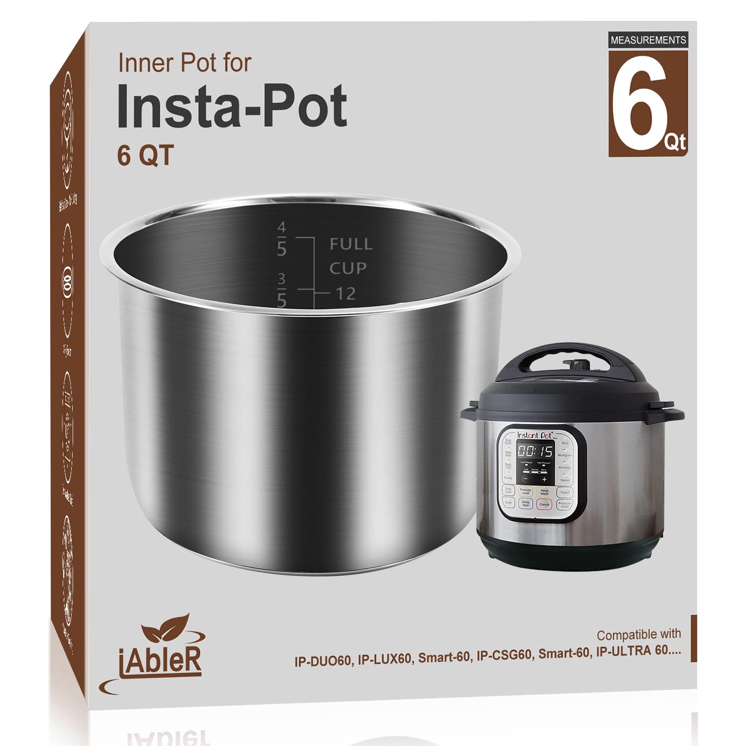 Genuine Inner Pot For Instant Pot 6 Qt Pot For Instapot Inner Cooking Pot Stainless Steel (Equivalent To IpPotSs30460) Nonsti