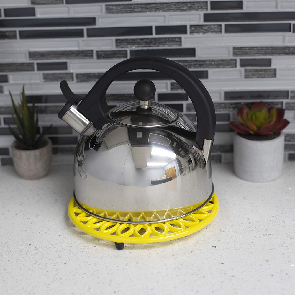 Home Basics Sunflower Heavy Weight Cast Iron Trivet, (Single) Yellow