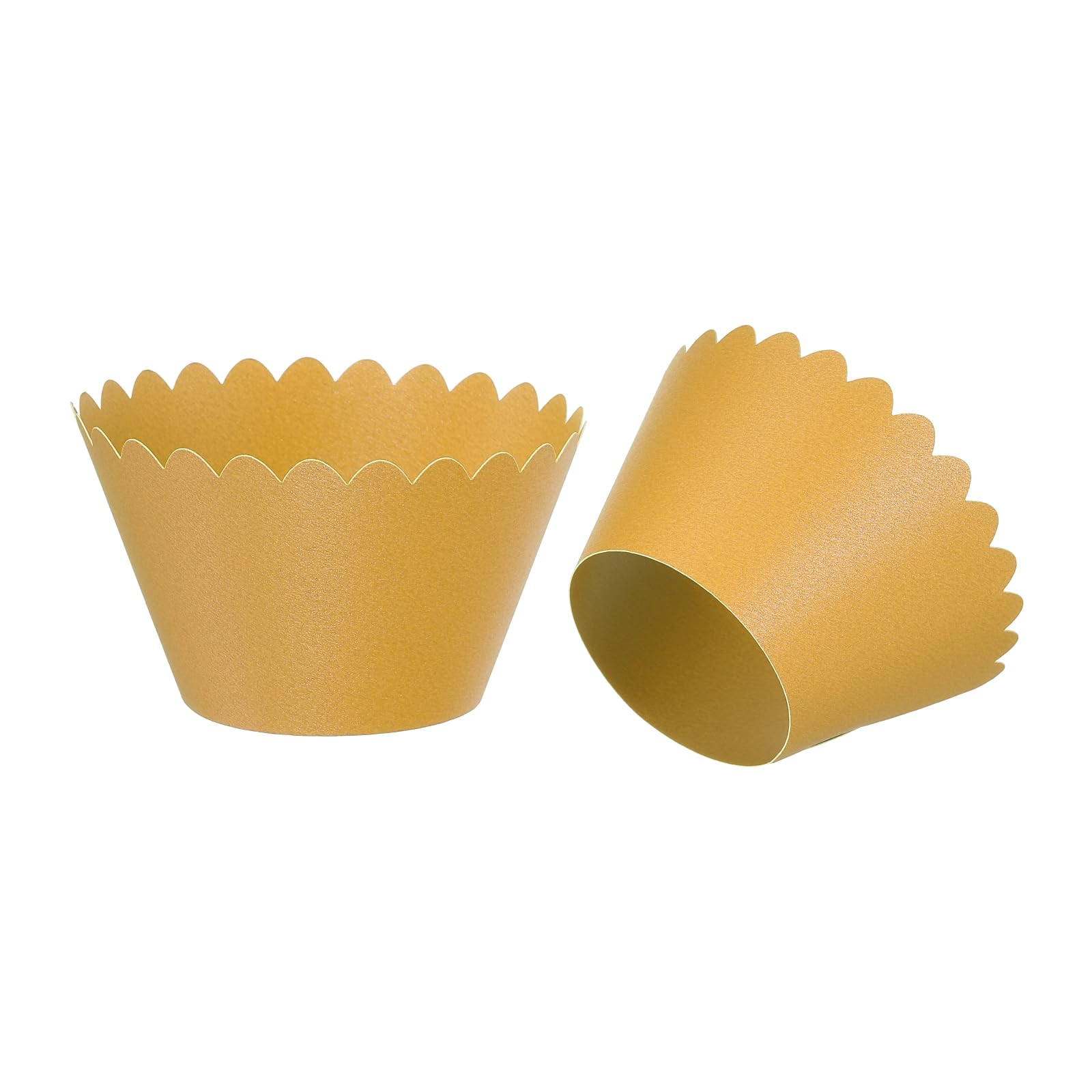 Patikil Cupcake Wrappers Paper, 50 Pack Baking Cups Standard Wave Decoration For Anniversary Birthday Weddings And Parties, Gold