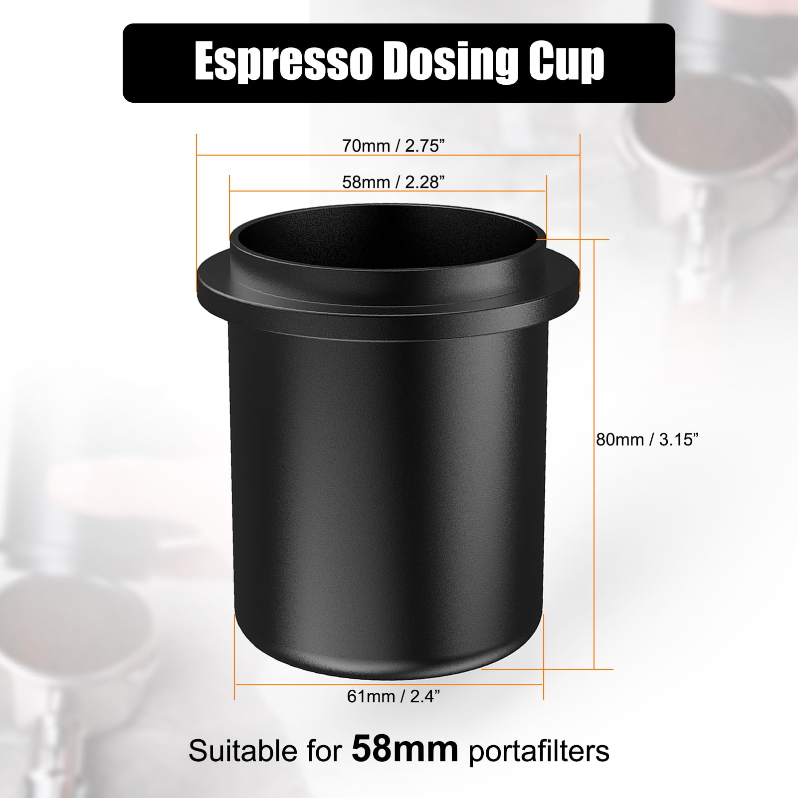 Ikape 58Mm Espresso Dosing Cup, Compatible With All The 58Mm Portafilters, Espresso Coffee Accessory, Made Of Aluminum (Black)