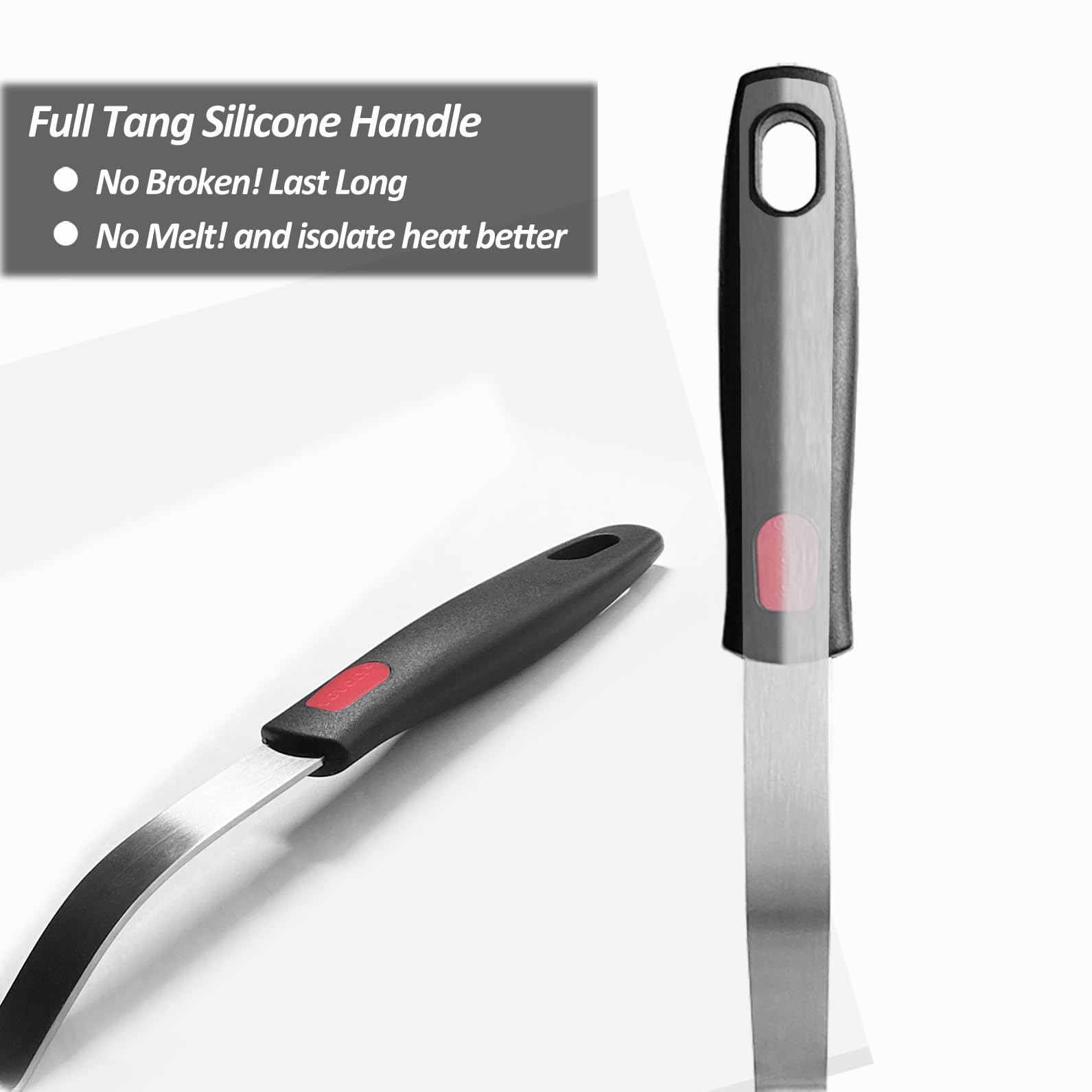 Silicone Pancake Spatula Turner With Lengthened Handle, Heat Resistant Cooking Spatulas For Nonstick Cookware, Large Flexible Ki