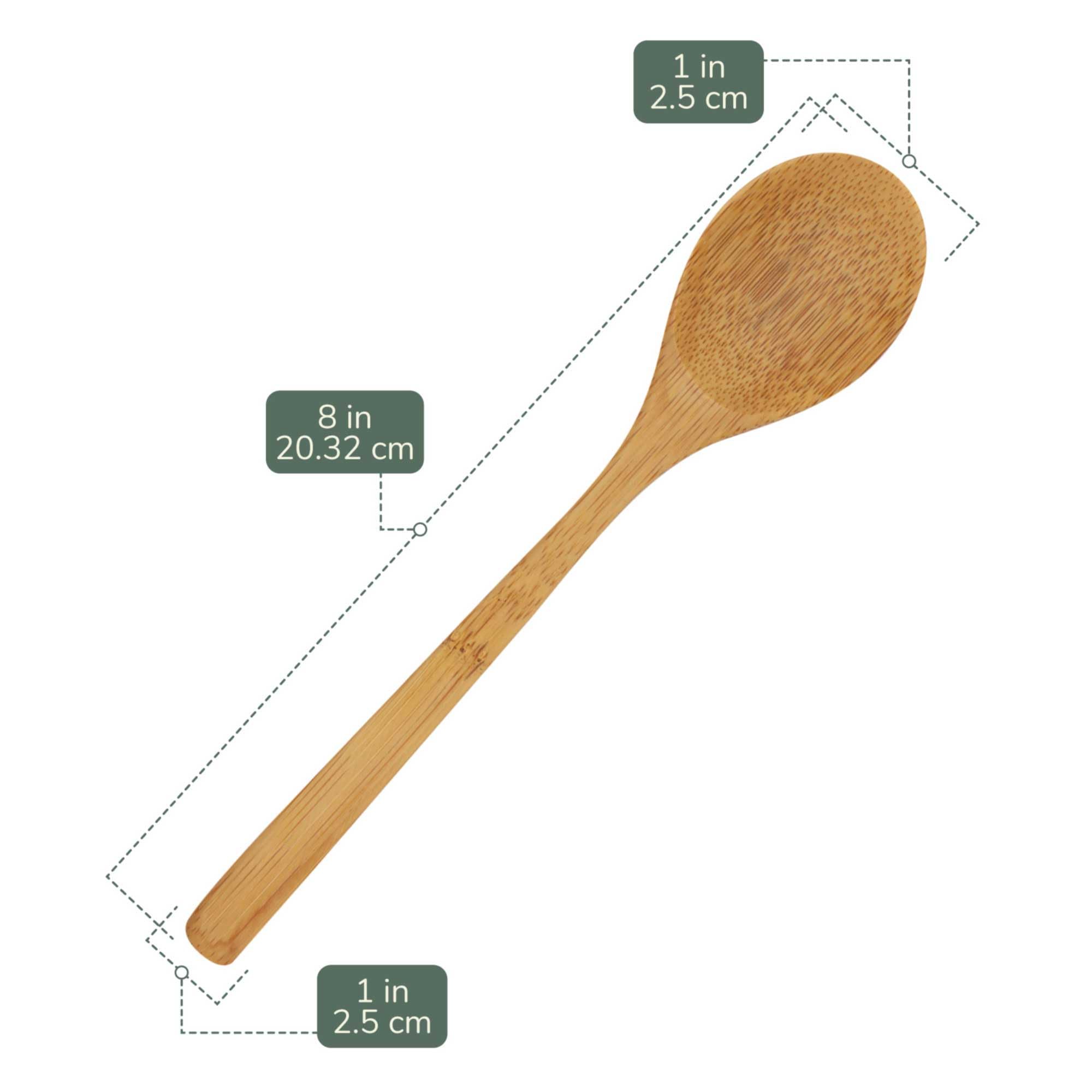 Bamboomn 8'' Reusable Solid Bamboo Deluxe Dinner Spoon - Dining Flatware - Kitchen Utensils - 10 Pcs