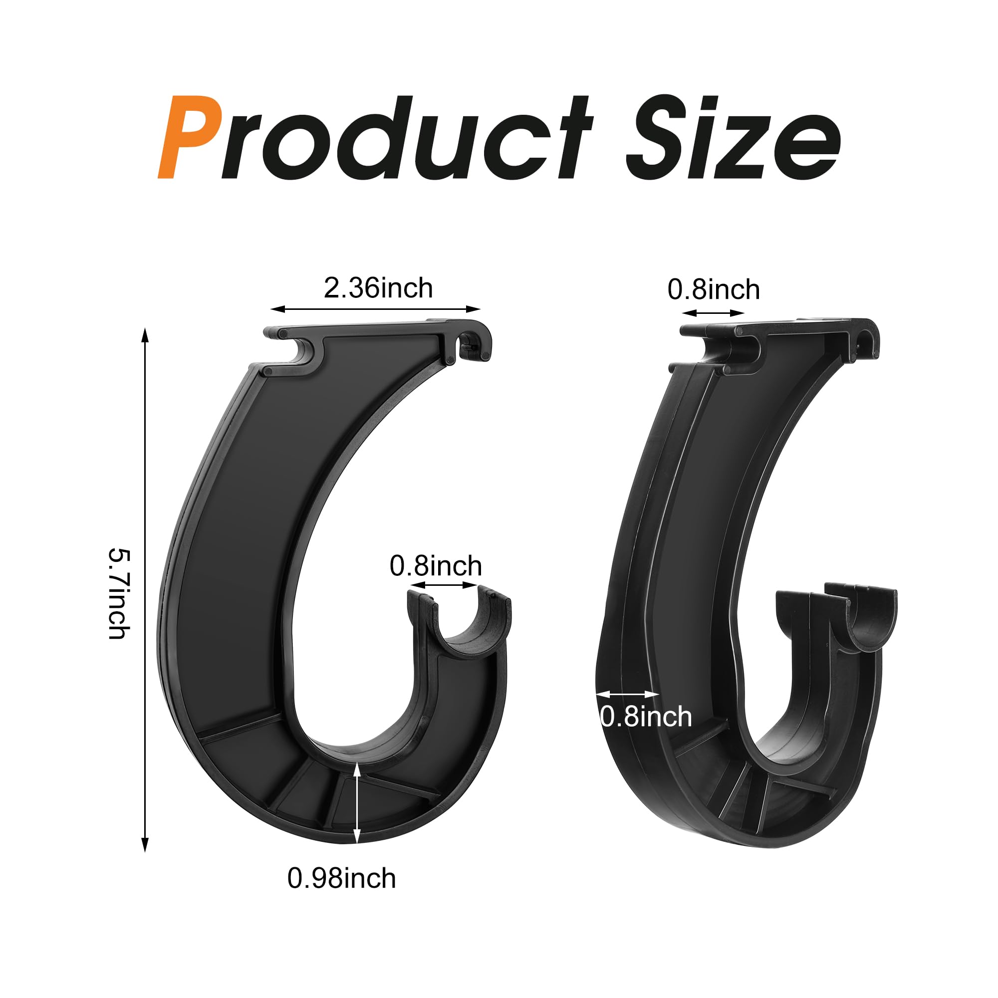 Moonoom 4Pcs Hanging Closet Rod Support, 3/4 Closet Shelf Rod Holder, Sturdy J-Shaped Closet Brackets For Hanging Clothes Cabine