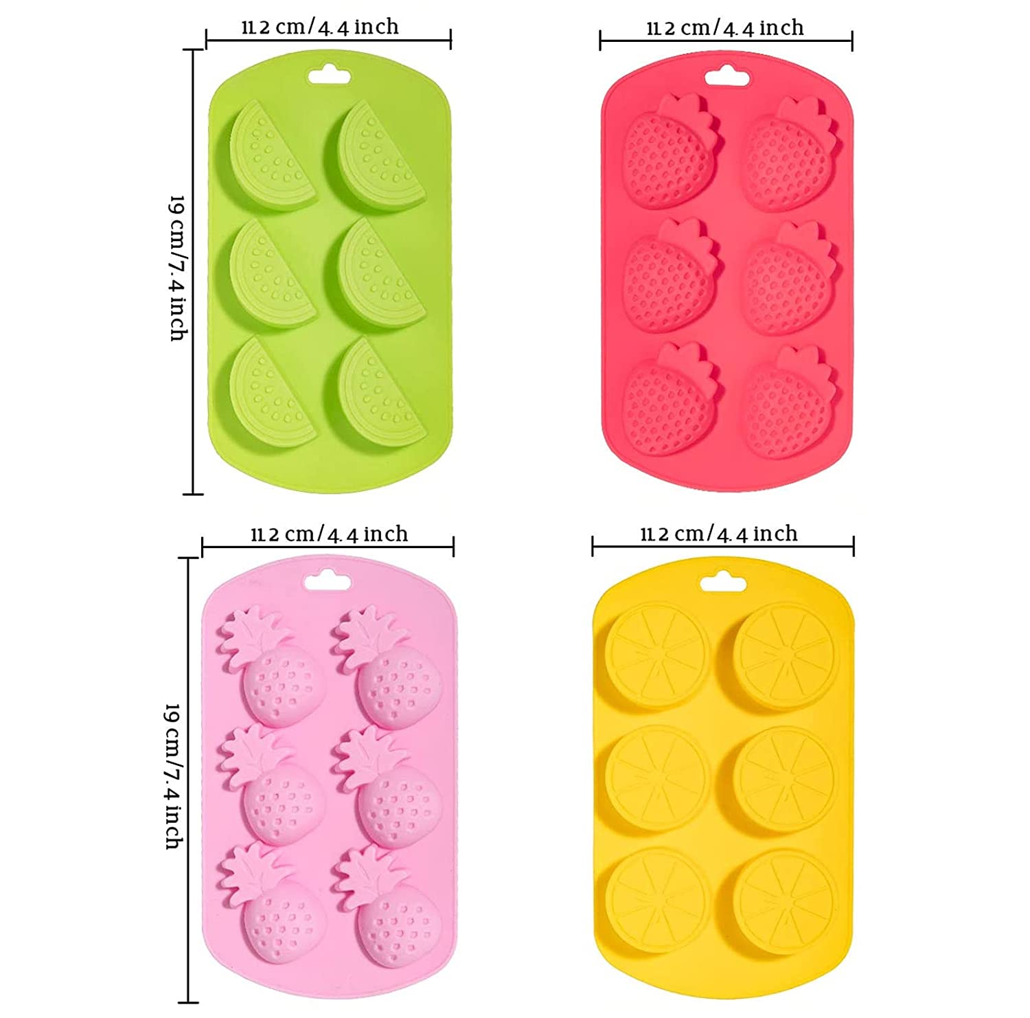 Cestony 4 Pieces 3D Fruit Shaped Silicone Molds Pineapple Orange Watermelon Strawberry Used For Diy Cake Biscuit Soap Sugar Pudd