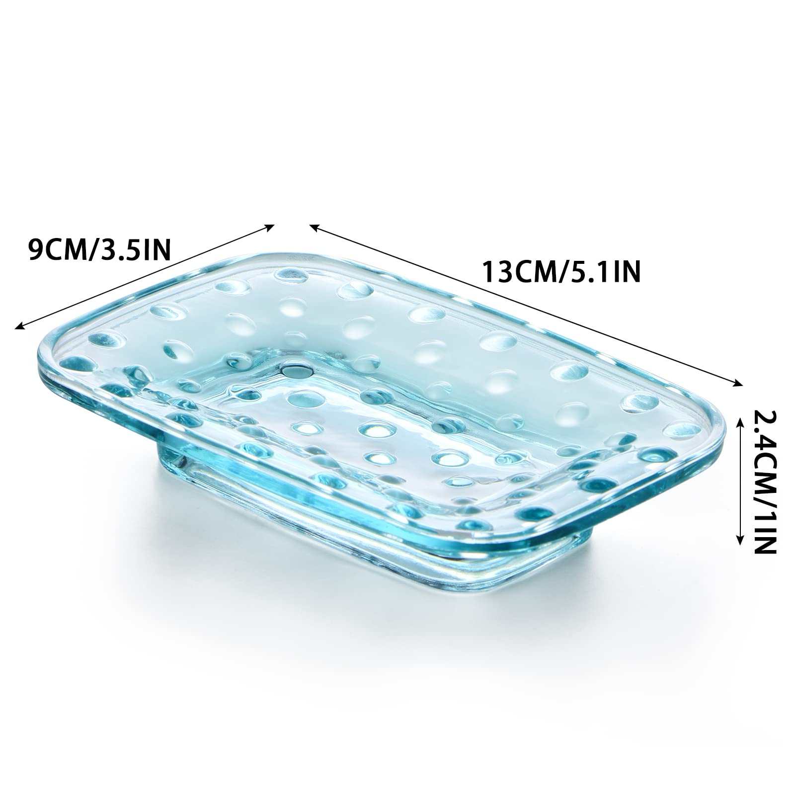 Mdluu 2-Pack Glass Bar Soap Dish, Embossed Bar Soap Holder, Decorative Soap Saver Tray For Shower, Bathtub, Bathroom Sink, Kitch